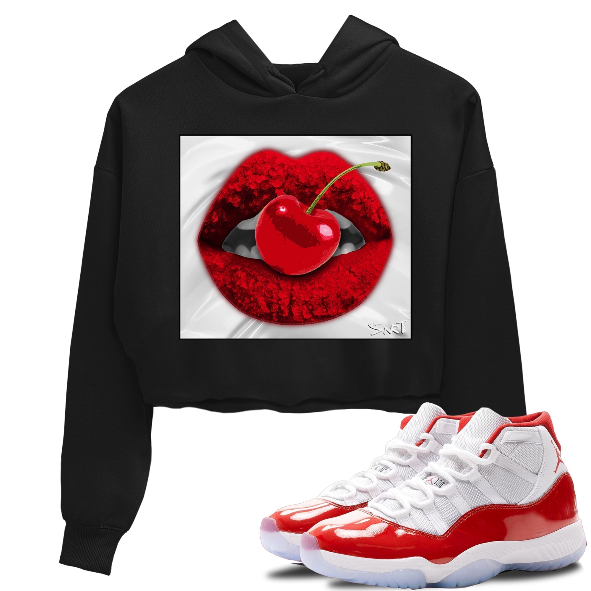 Lips Cherry Women's Tops - Air Jordan 11 Cherry