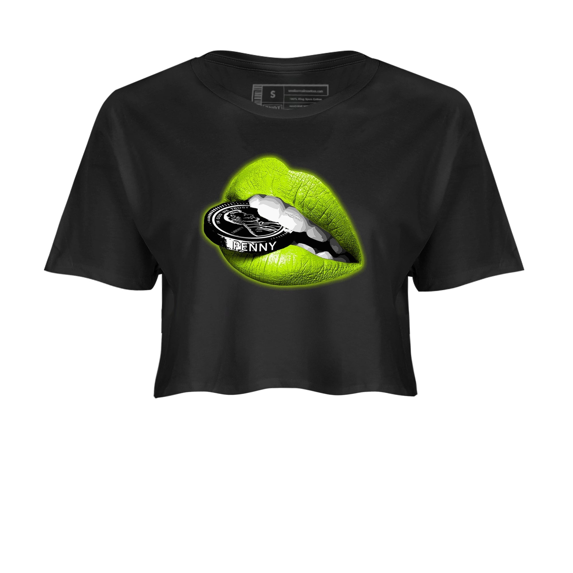 Lips Coin snkmatch Women's Top - Air Foamposite One Black Volt