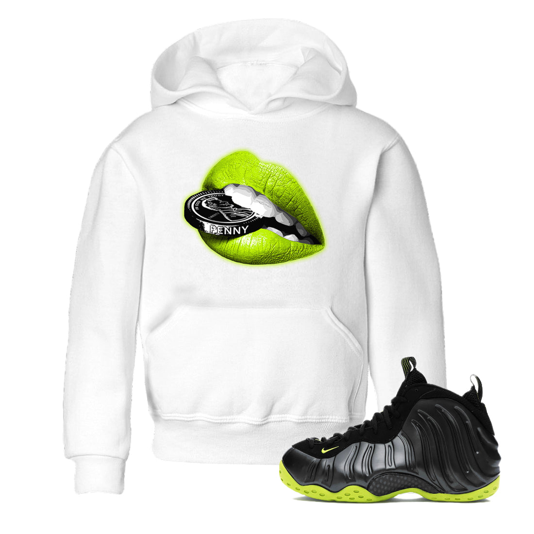 Lips Coin snkmatch Tees Kids - Air Foamposite One Black Volt