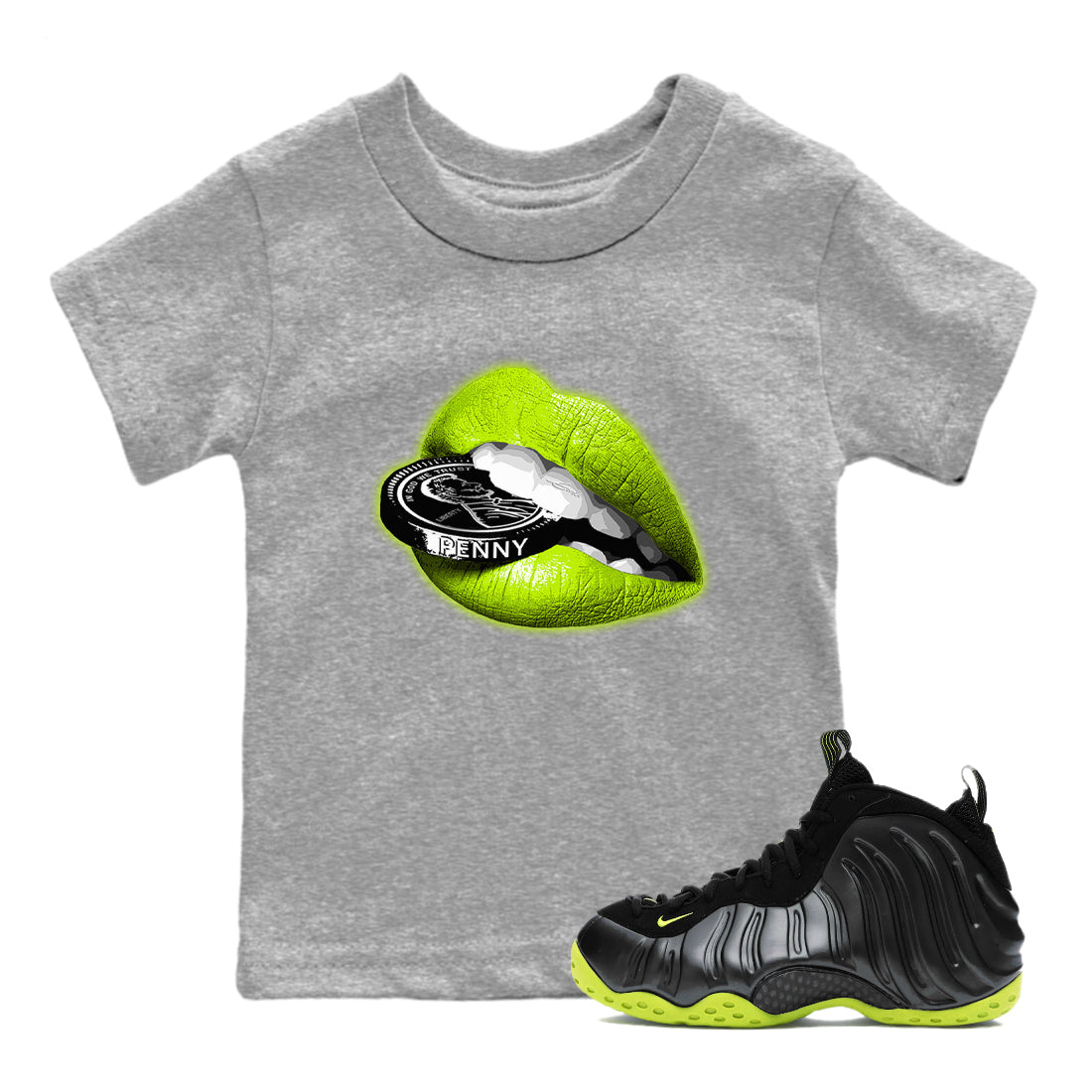 Lips Coin snkmatch Tees Kids - Air Foamposite One Black Volt