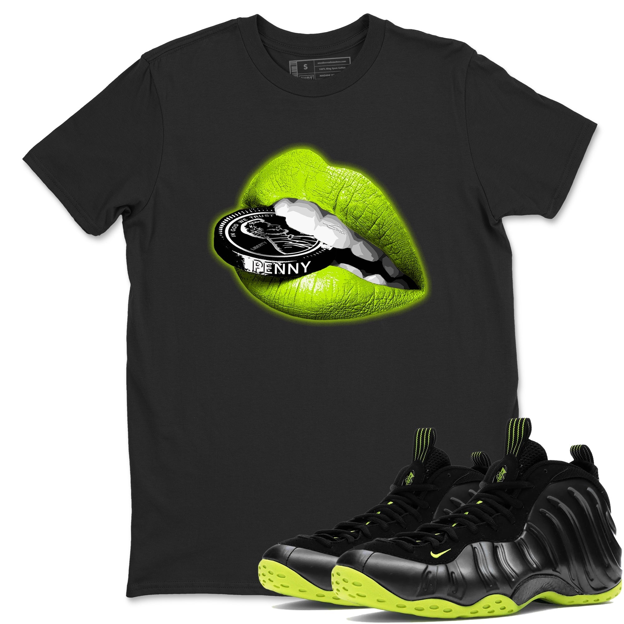 Lips Coin snkmatch Tees - Air Foamposite One Black Volt