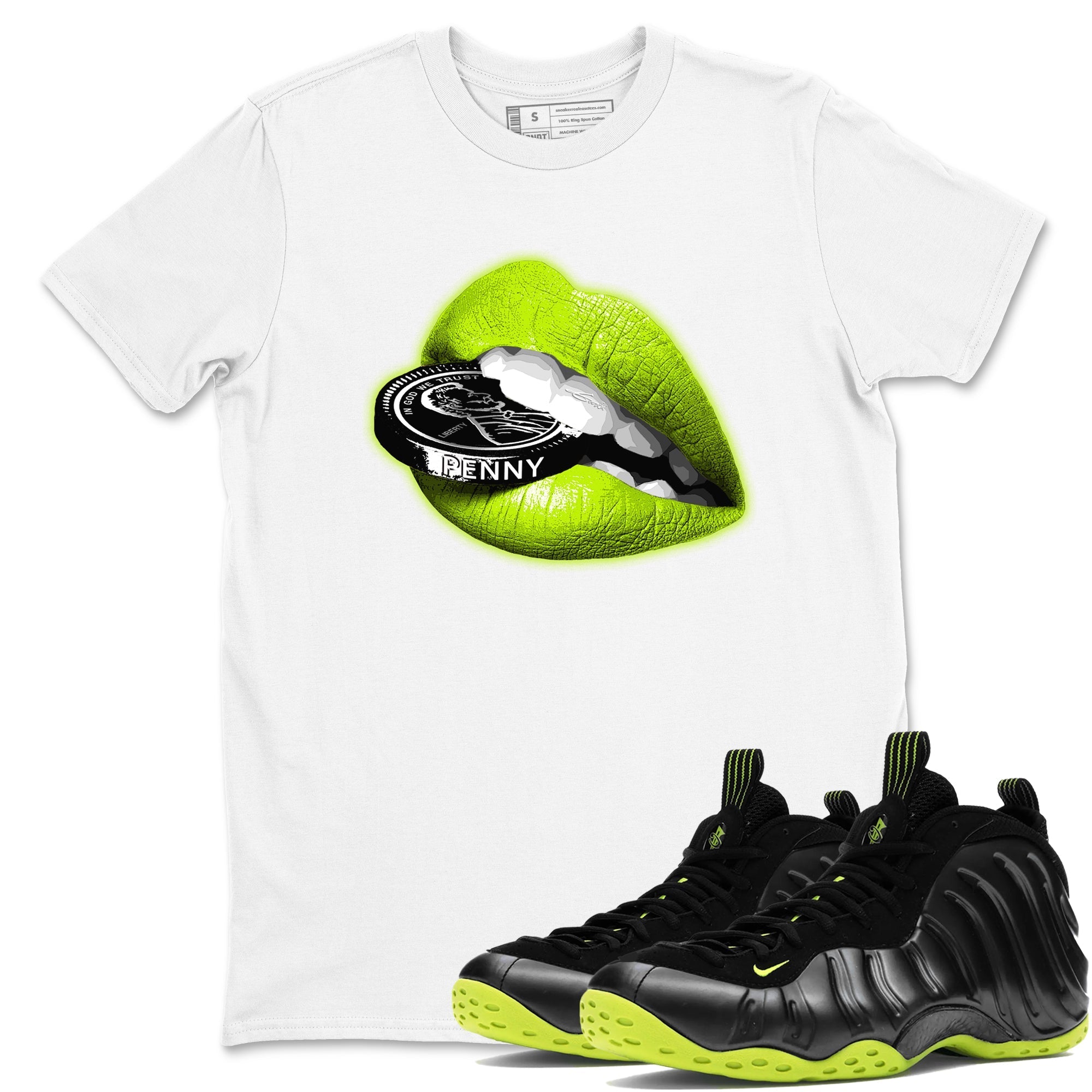 Lips Coin snkmatch Tees - Air Foamposite One Black Volt