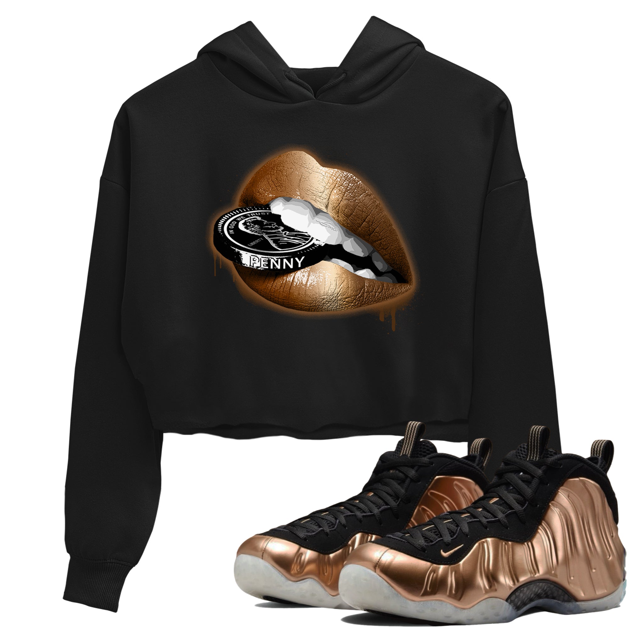Lips Coin snkmatch Women's Top - Air Foamposite One Metallic Copper