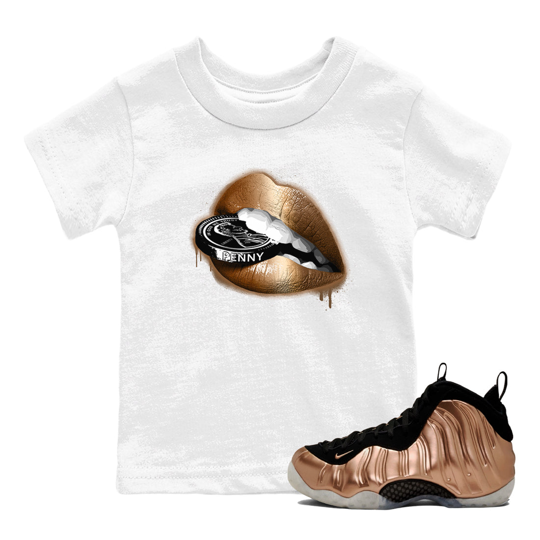 Lips Coin snkmatch Tees Kids - Air Foamposite One Metallic Copper