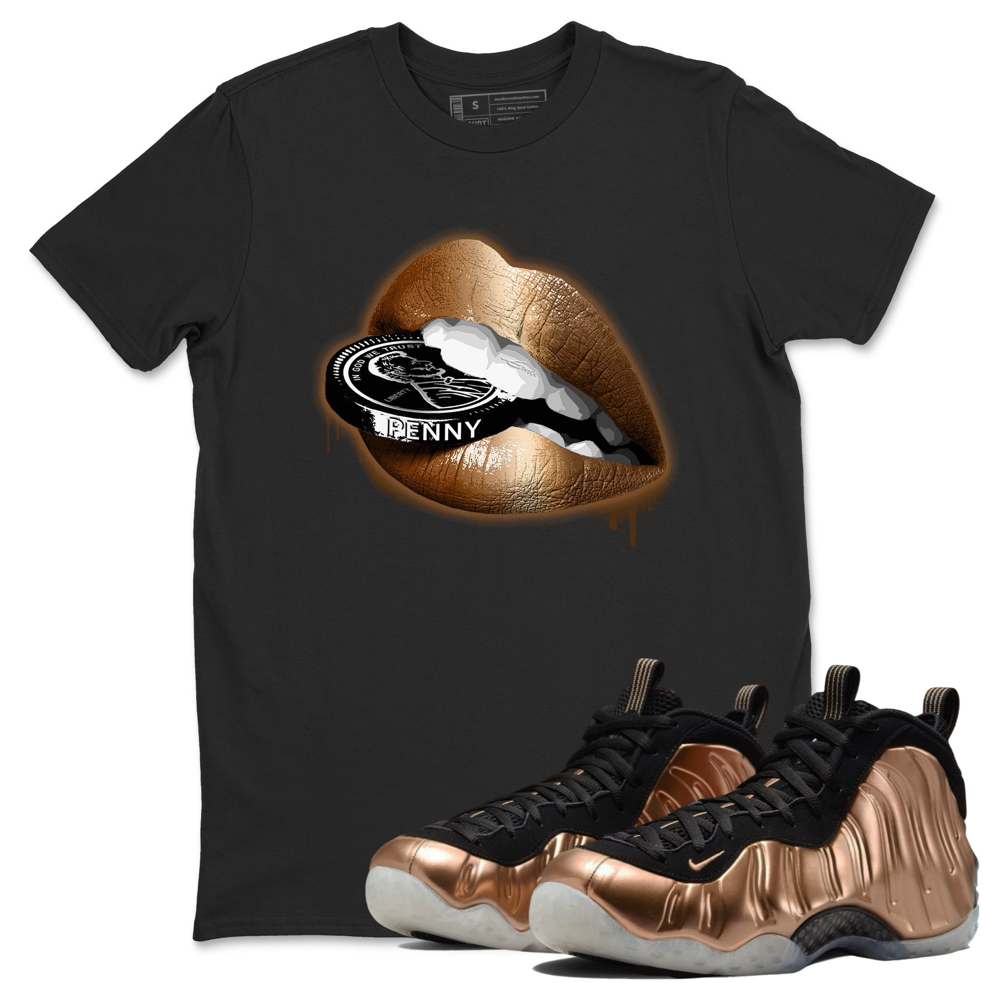 Lips Coin snkmatch Tees - Air Foamposite One Metallic Copper