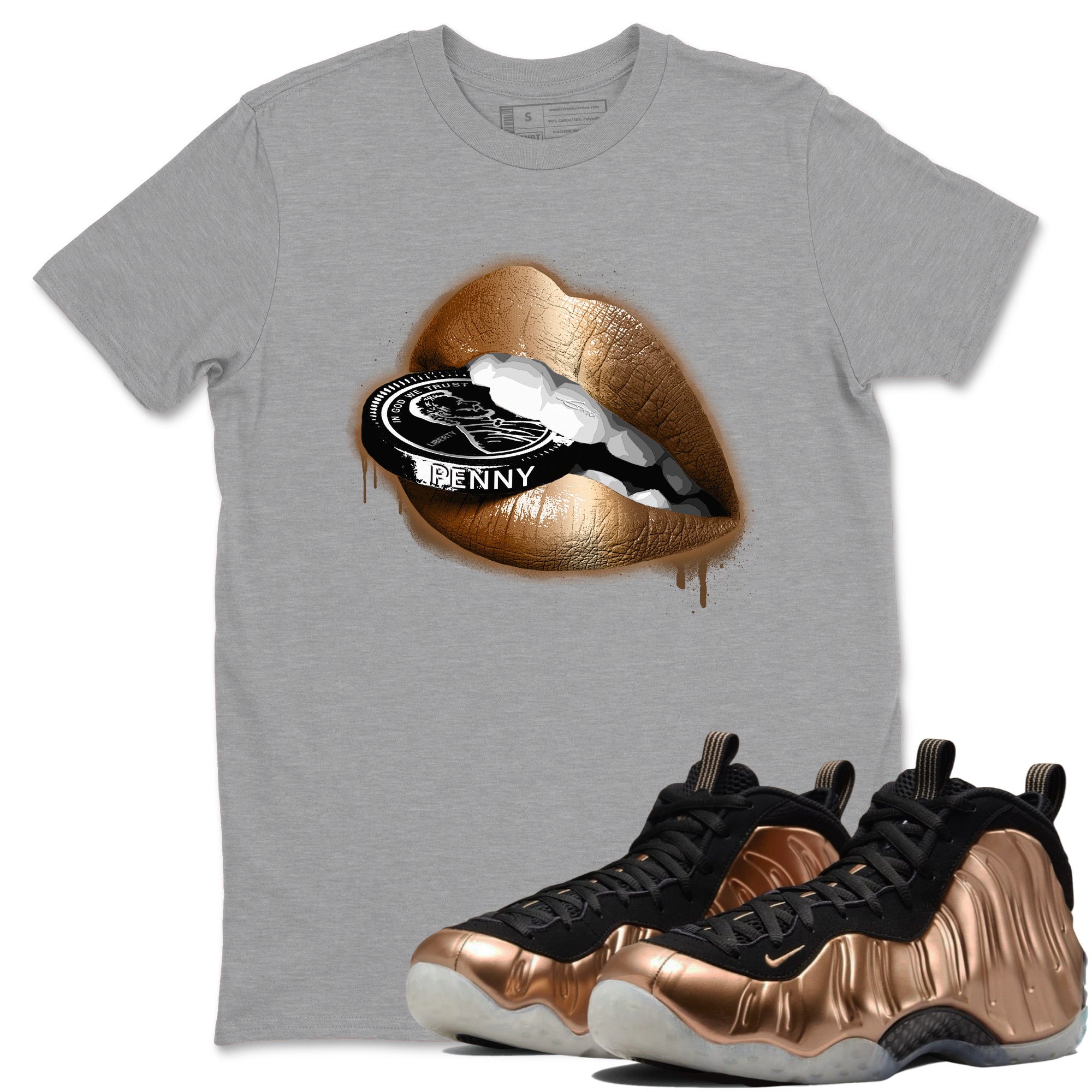 Lips Coin snkmatch Tees - Air Foamposite One Metallic Copper