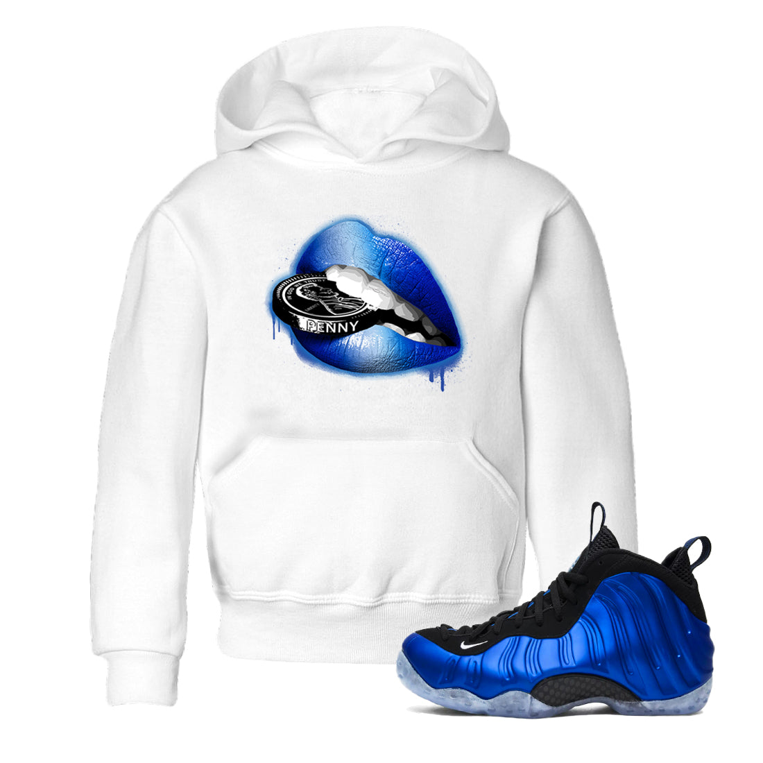 Lips Coin snkmatch Tees Kids - Air Foamposite One Royal