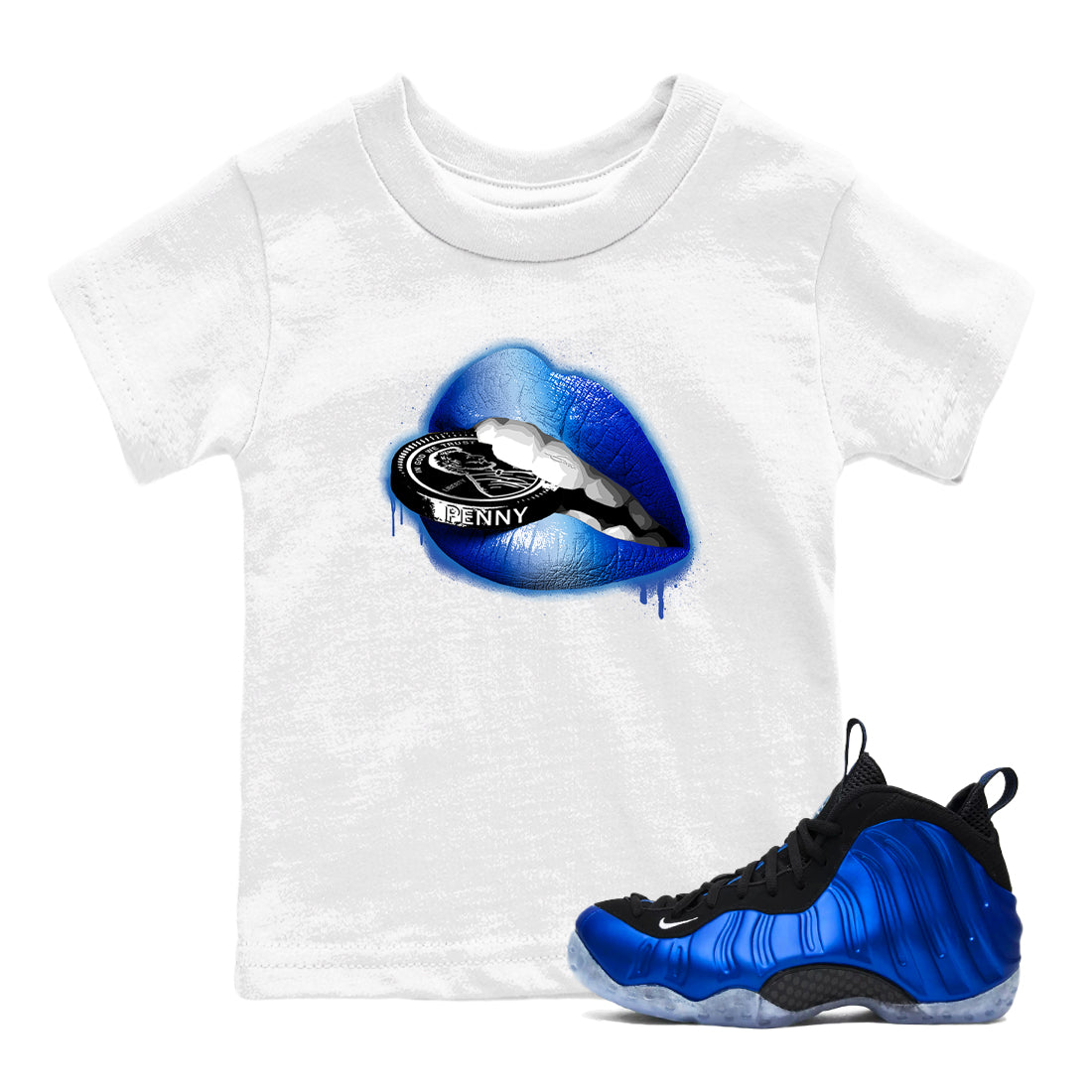 Lips Coin snkmatch Tees Kids - Air Foamposite One Royal