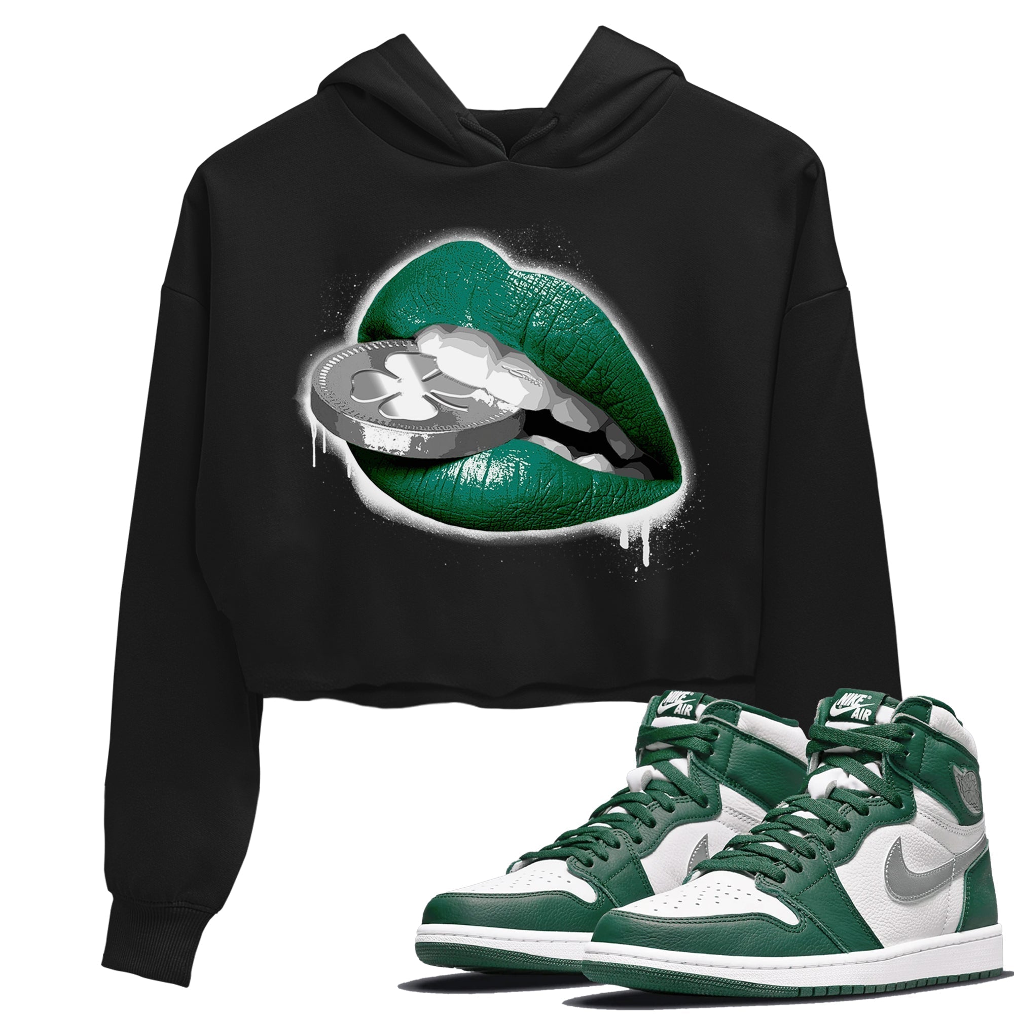 Lips Coin Women's Tops - Air Jordan 1 Gorge Green