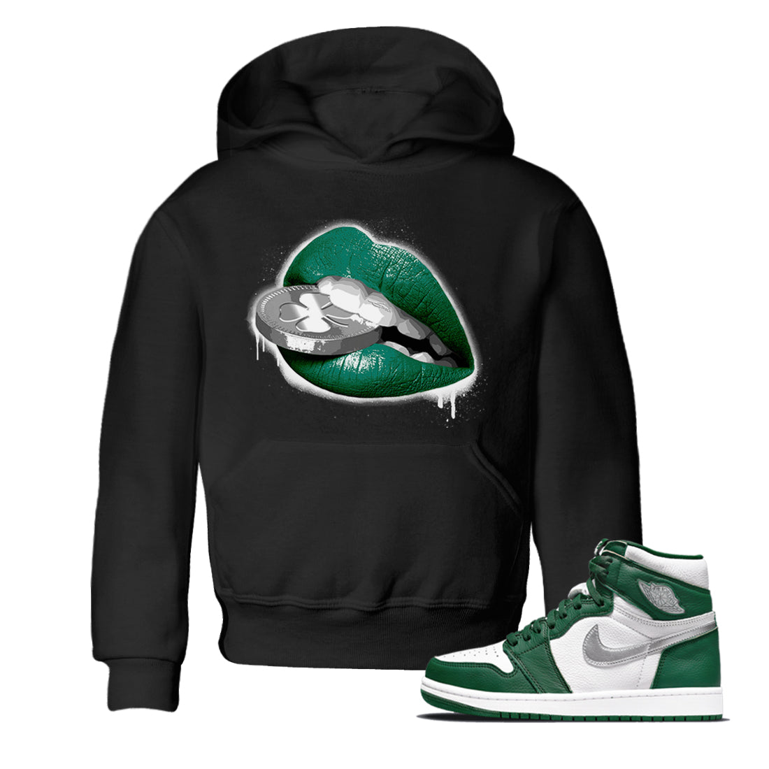 Lips Coin Kids Tops - Air Jordan 1 Gorge Green
