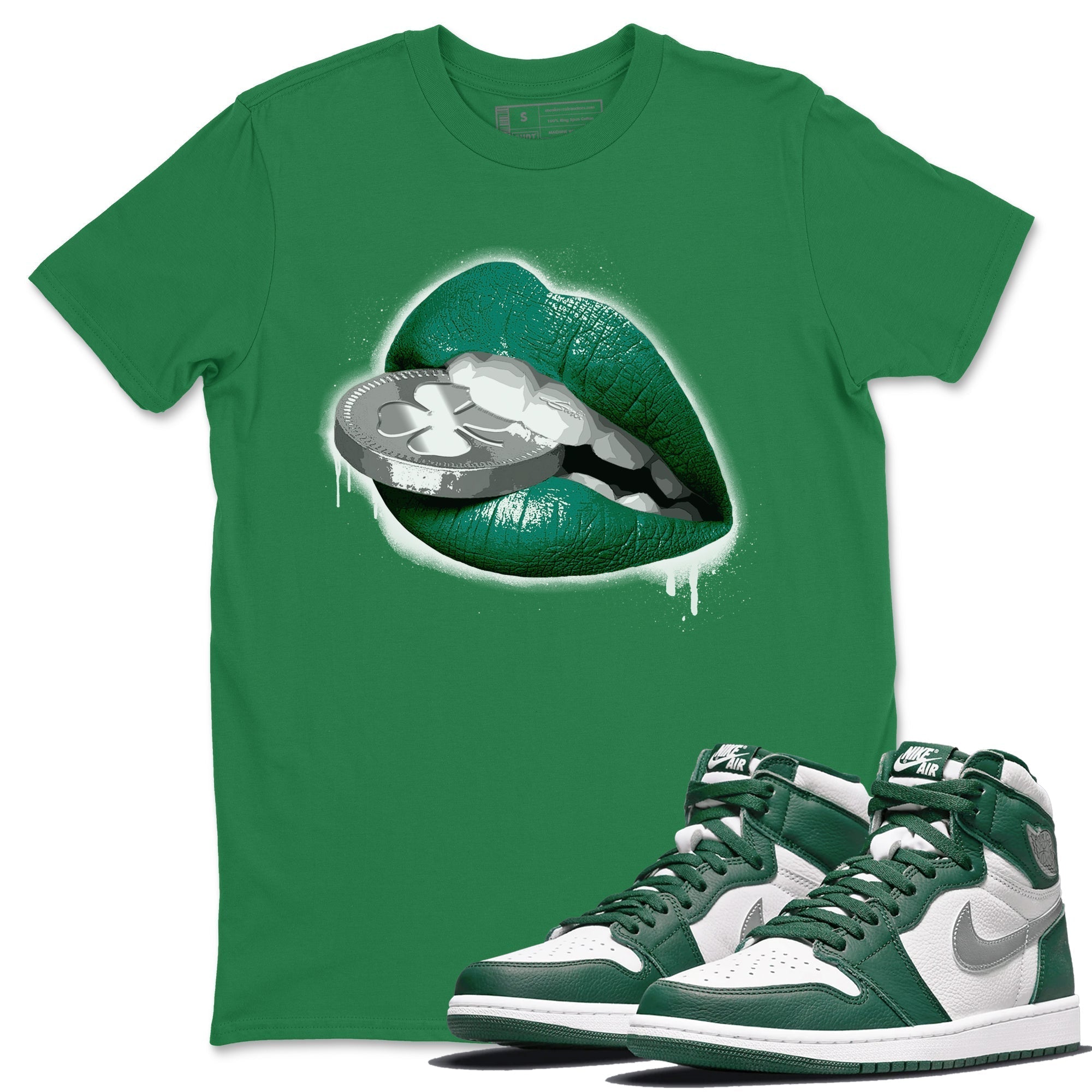 Lips Coin Unisex Tops - Air Jordan 1 Gorge Green