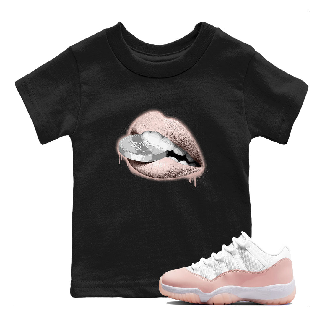 Lips Coin snkmatch Tees Kids - Air Jordan 11 Legend Pink