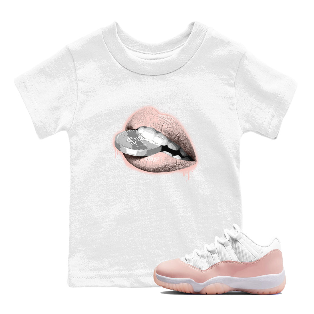 Lips Coin snkmatch Tees Kids - Air Jordan 11 Legend Pink
