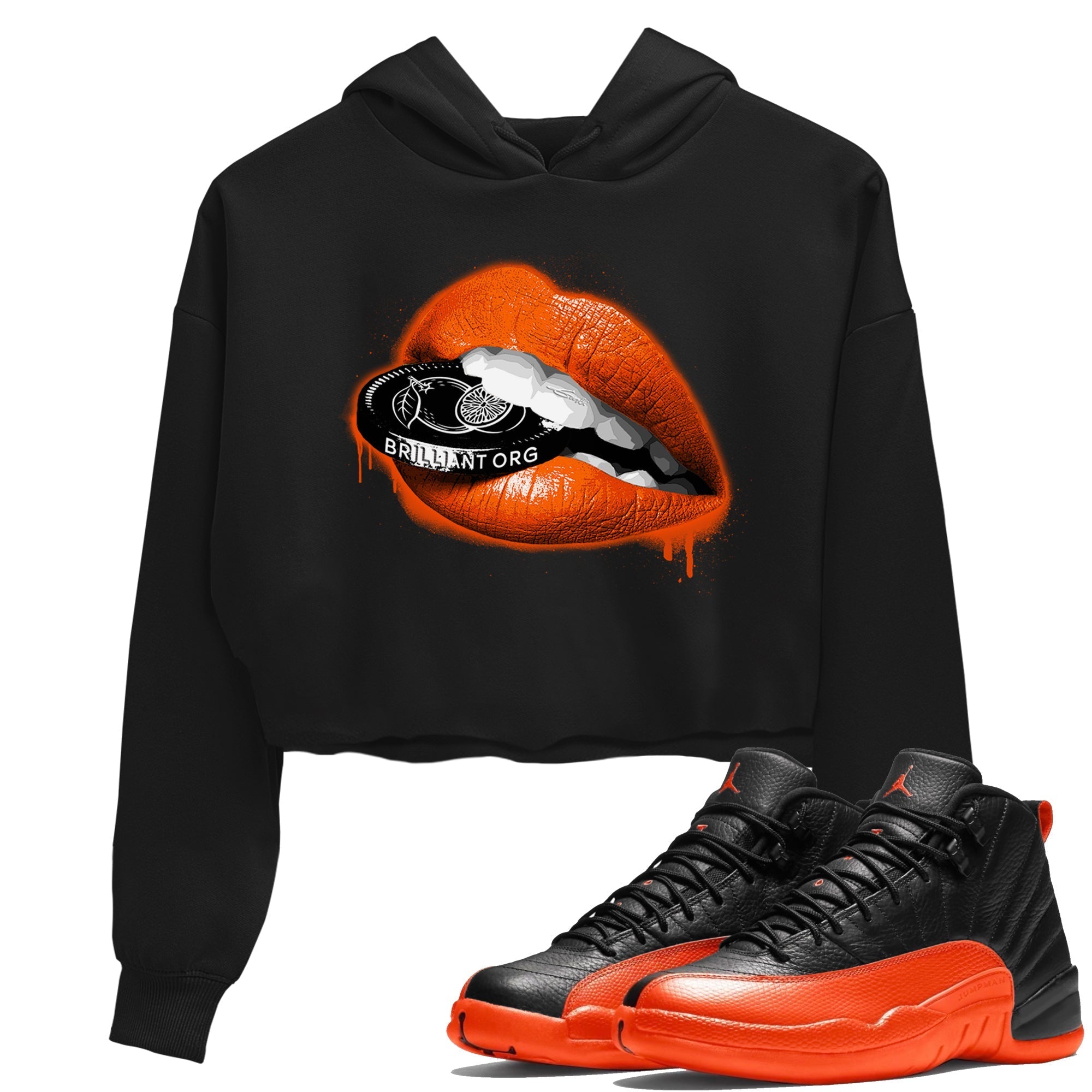 Lips Coin Women's Tops - Air Jordan 12 Brilliant Orange