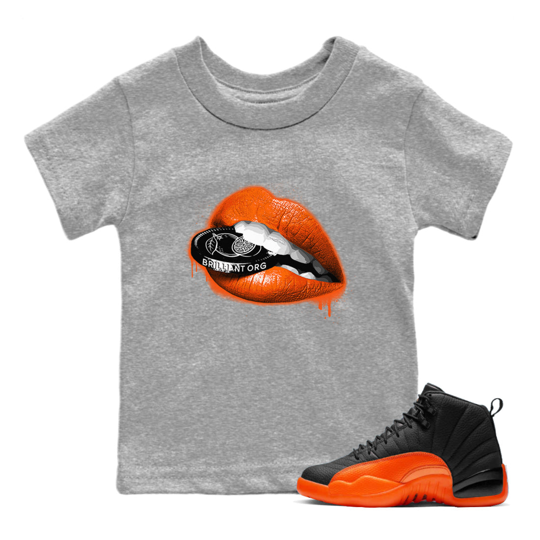 Lips Coin Kids Tops - Air Jordan 12 Brilliant Orange