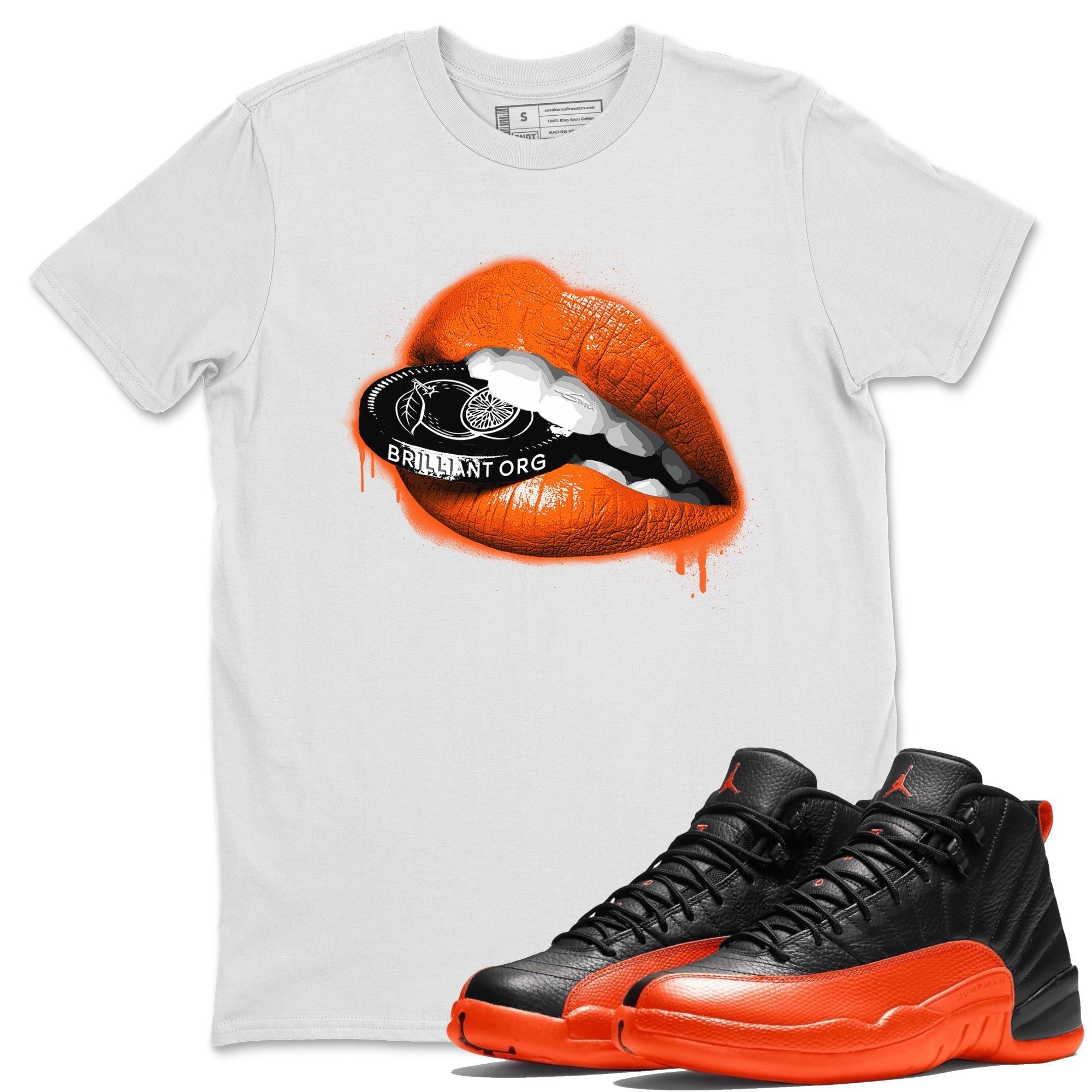 Lips Coin Unisex Tops - Air Jordan 12 Brilliant Orange