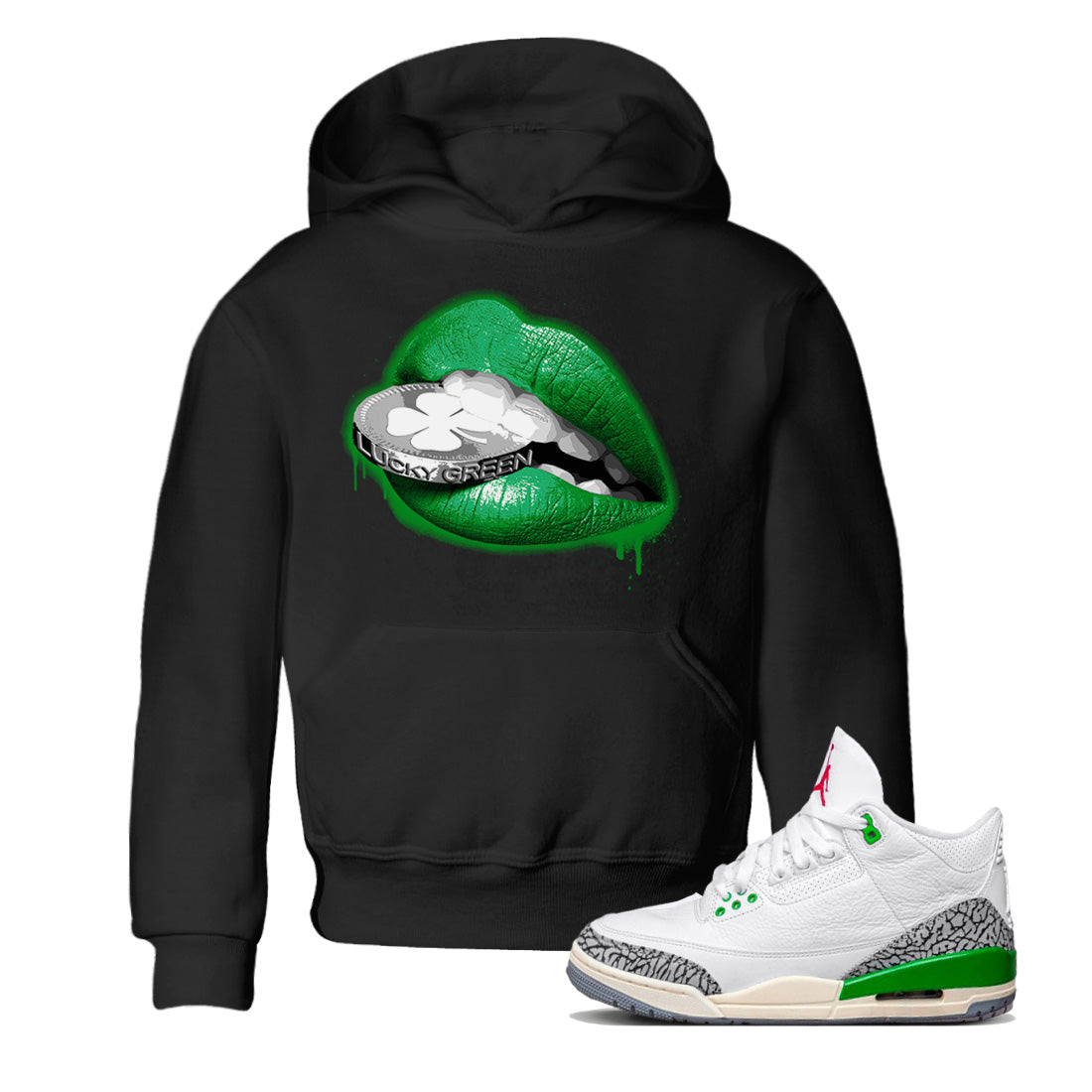 Lips Coin Kids Tops - Air Jordan 3 Lucky Green