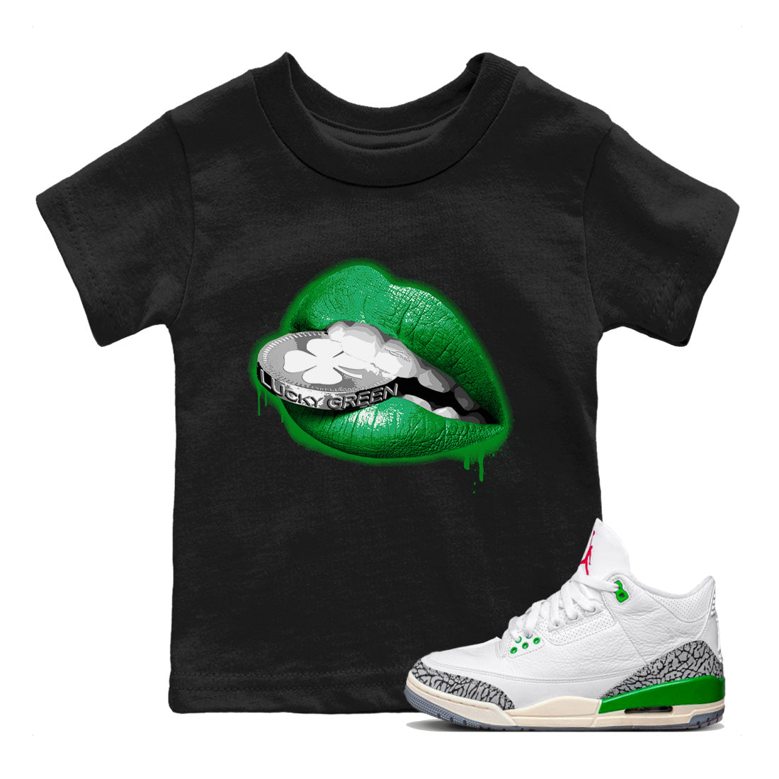 Lips Coin Kids Tops - Air Jordan 3 Lucky Green