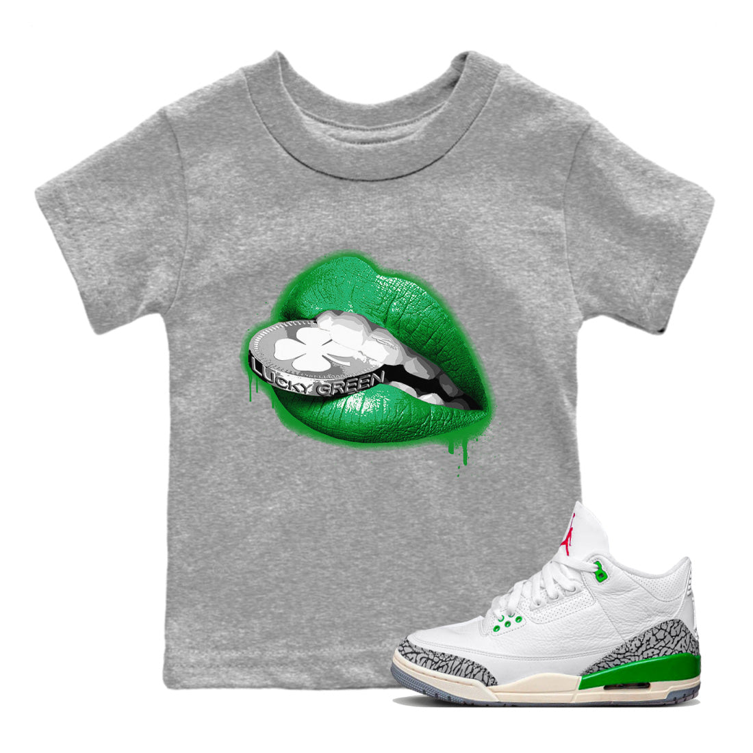 Lips Coin Kids Tops - Air Jordan 3 Lucky Green