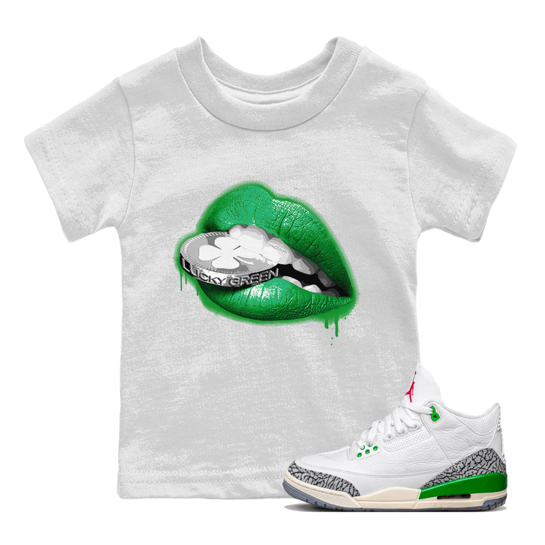 Lips Coin Kids Tops - Air Jordan 3 Lucky Green