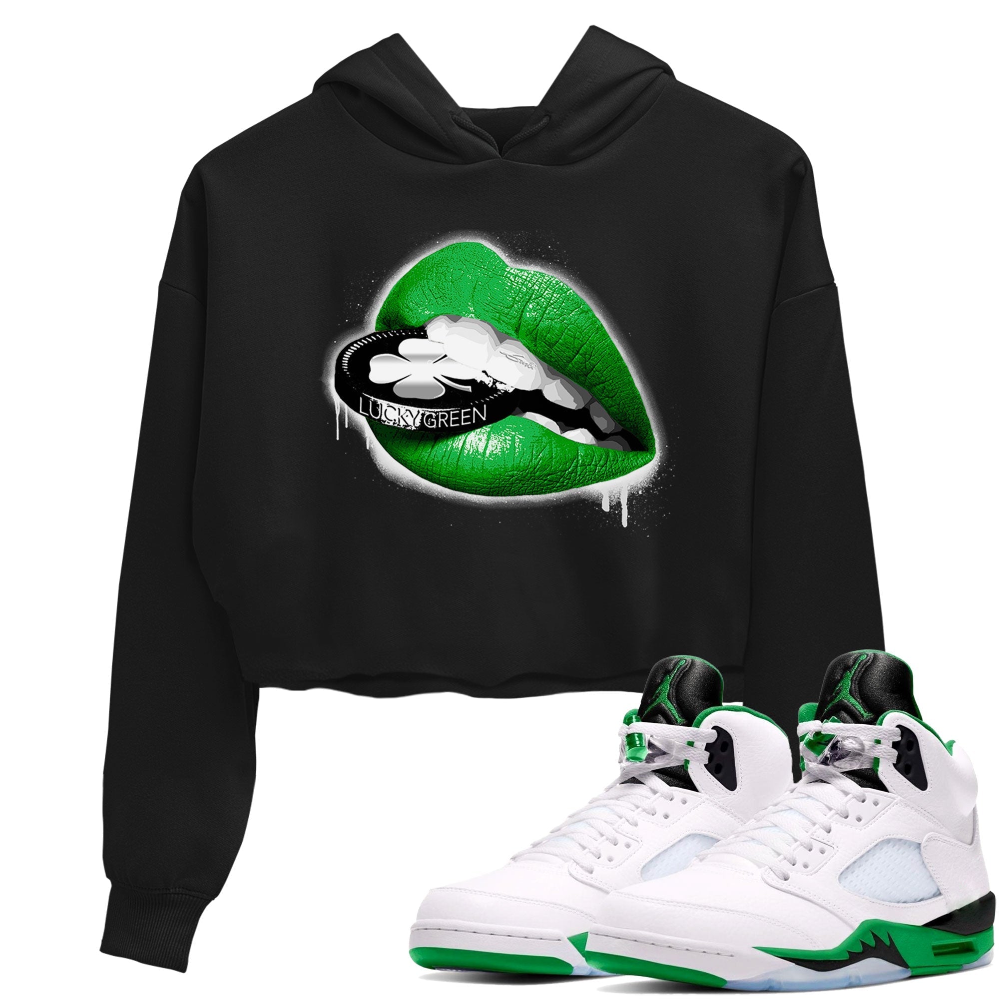 Lips Coin snkmatch Women's Top - Air Jordan 5 Lucky Green