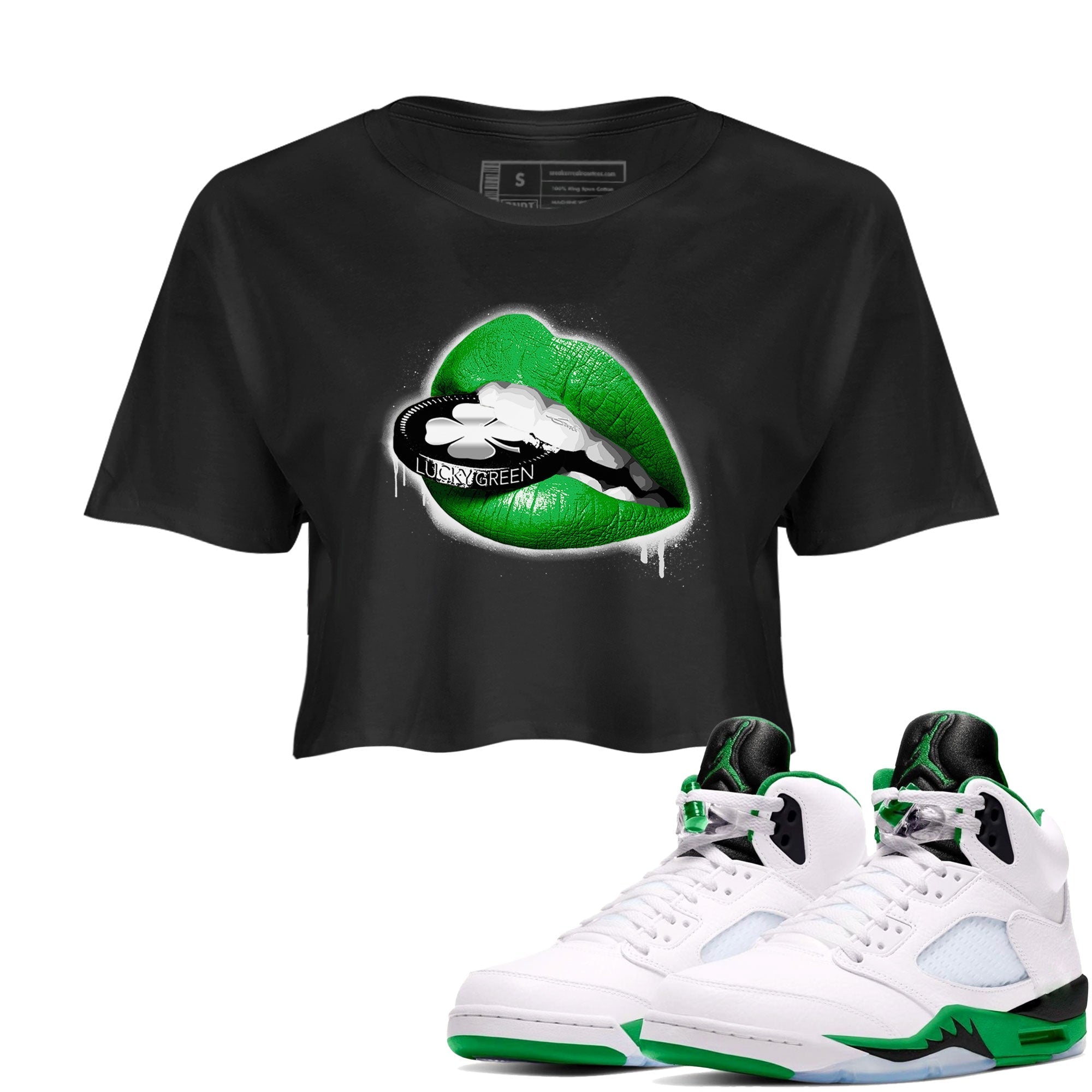 Lips Coin snkmatch Women's Top - Air Jordan 5 Lucky Green