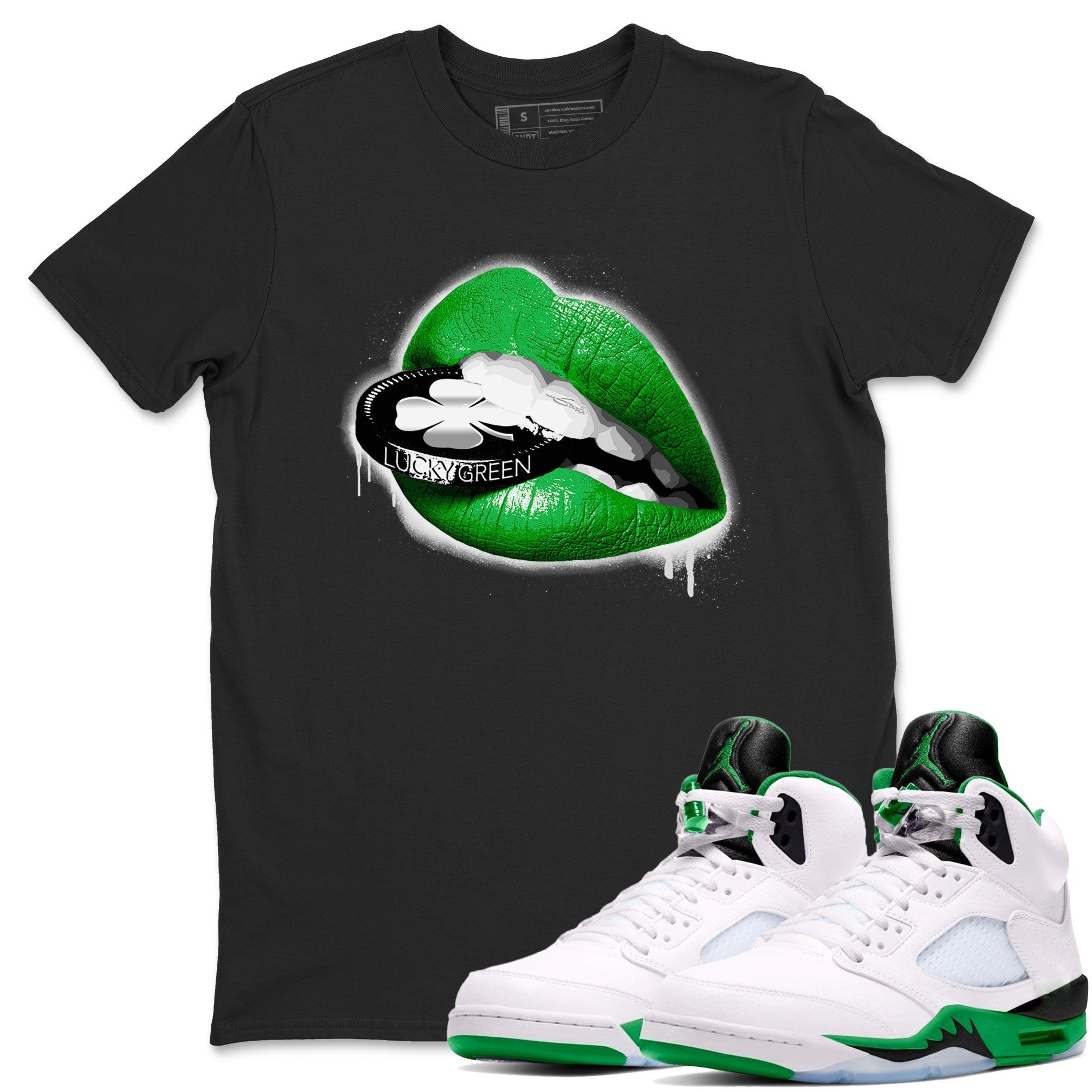 Lips Coin snkmatch Tee - Air Jordan 5 Lucky Green
