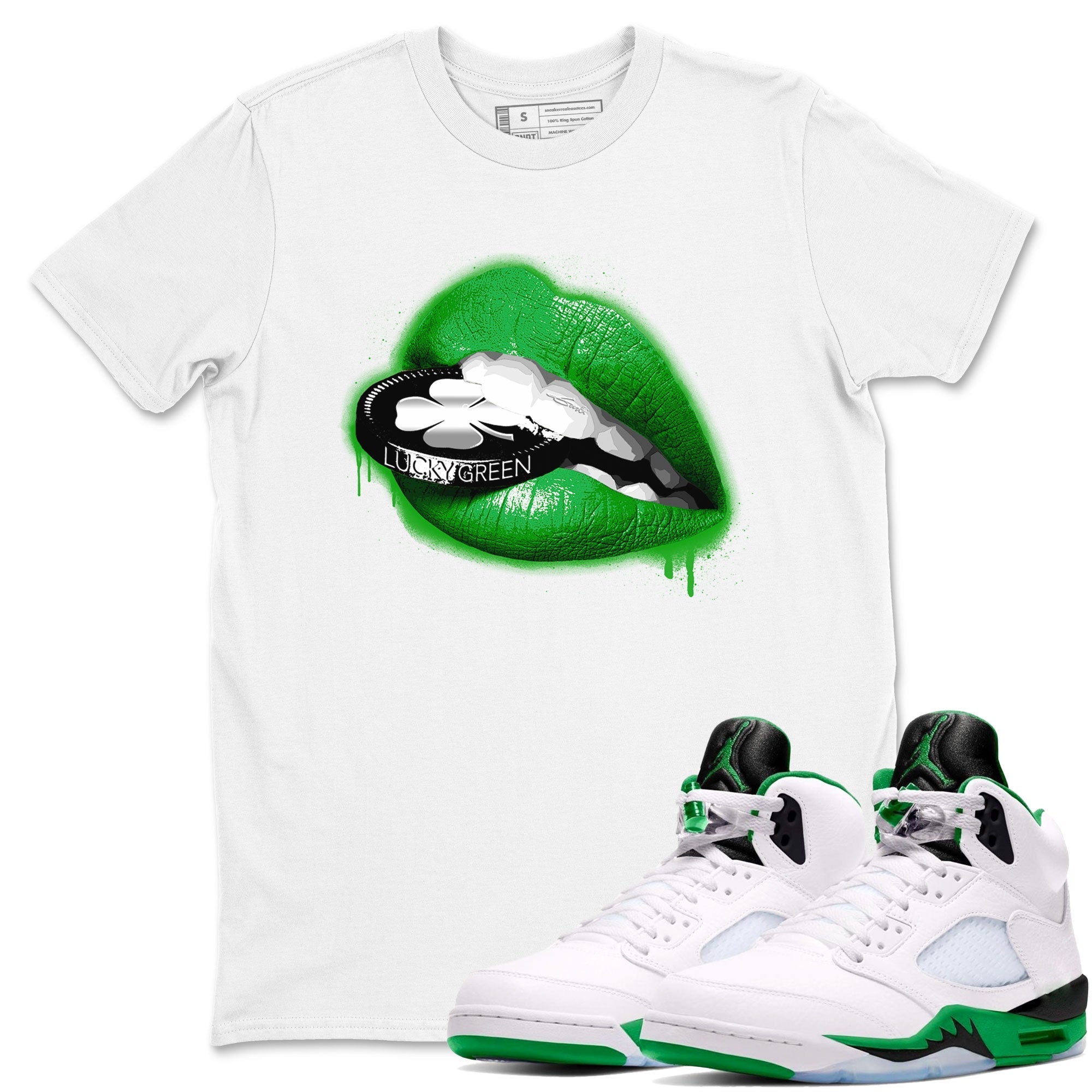 Lips Coin snkmatch Tee - Air Jordan 5 Lucky Green