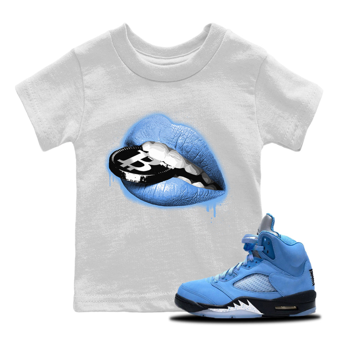 Lips Coin Kids Tops - Air Jordan 5 UNC