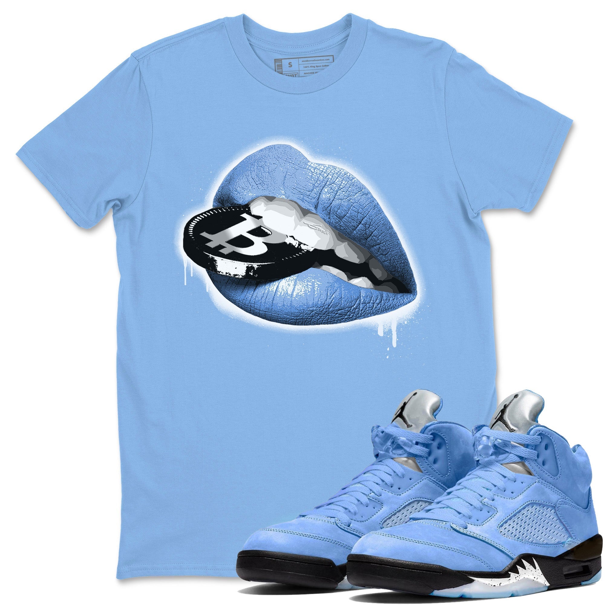 Lips Coin Unisex Tops - Air Jordan 5 UNC