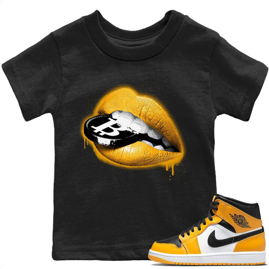 Lips Coin Kids Tops - Air Jordan 1 Yellow Toe