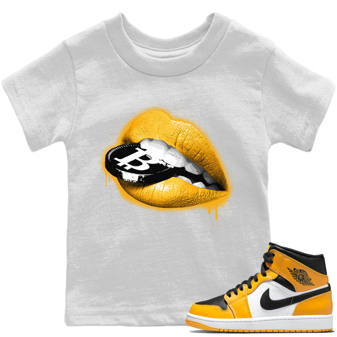 Lips Coin Kids Tops - Air Jordan 1 Yellow Toe