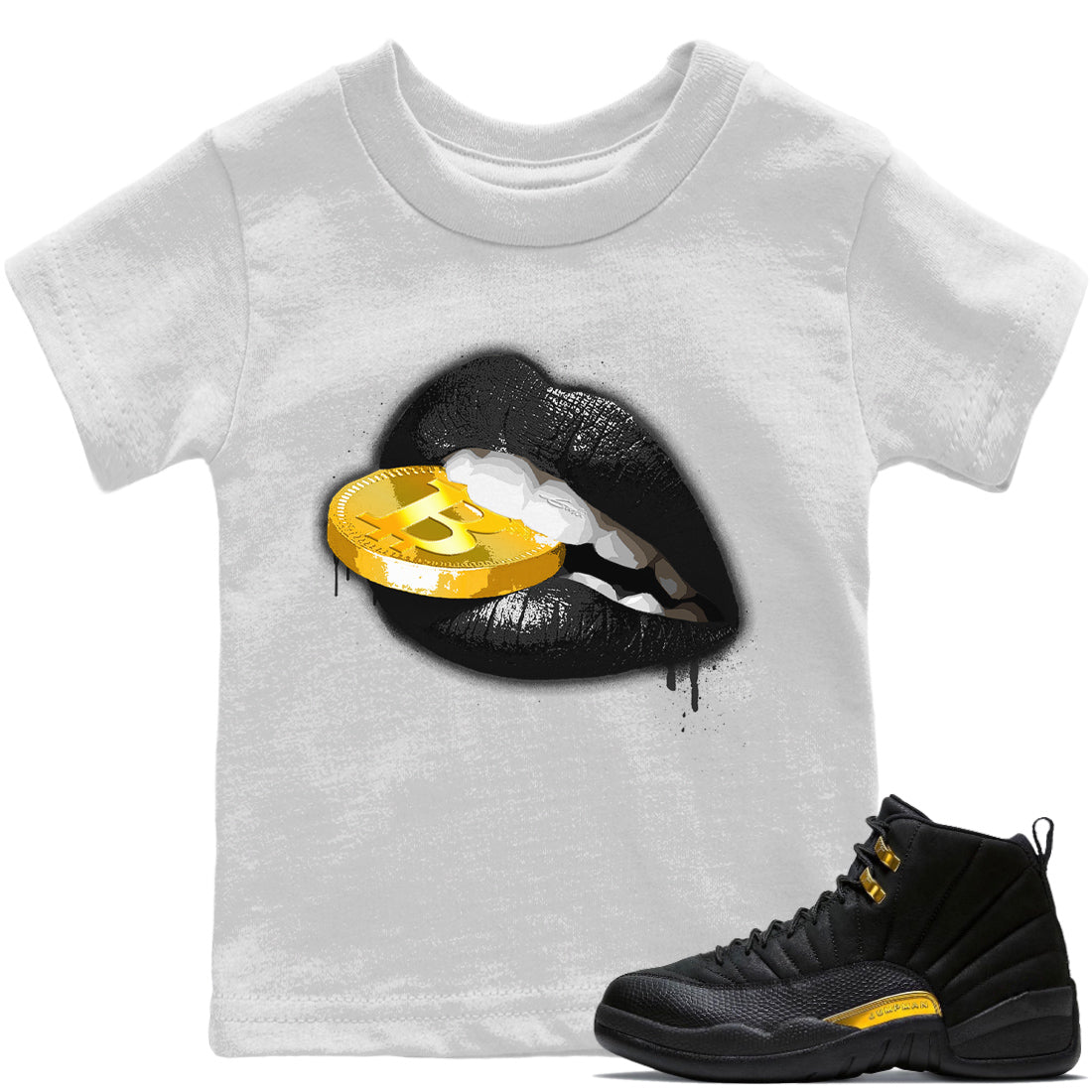 Lips Coin Kids Tops - Air Jordan 12 Black Taxi