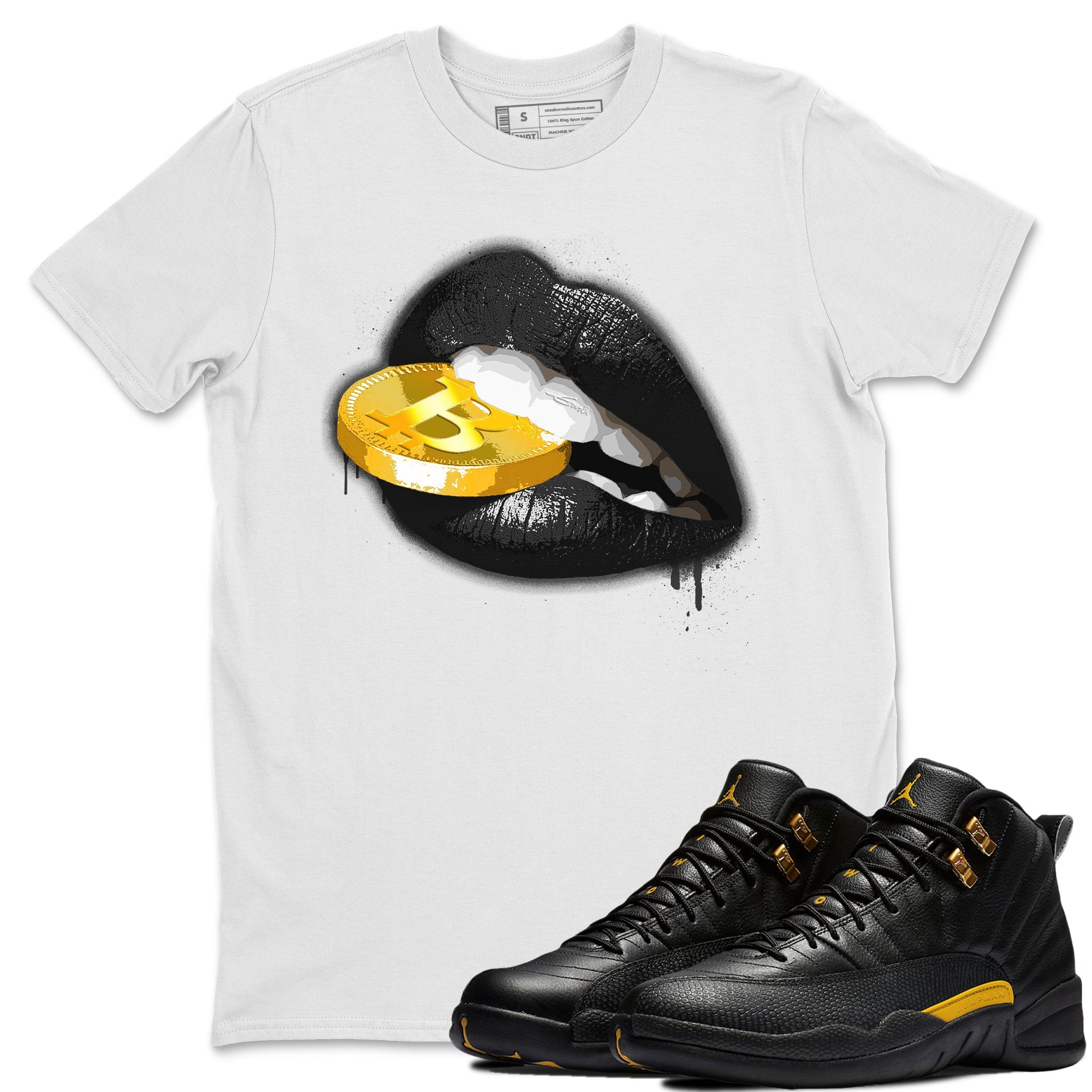 Lips Coin Unisex Tops - Air Jordan 12 Black Taxi
