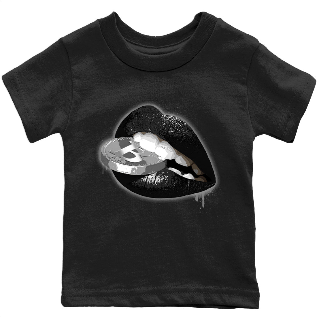 Lips Coin Kids Tops - Air Jordan 4 Black Canvas