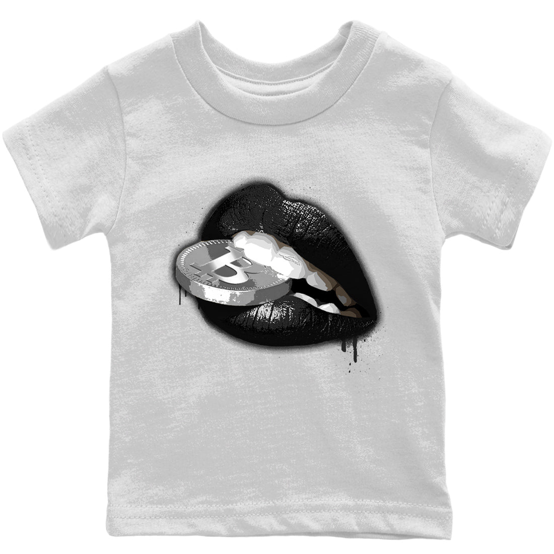 Lips Coin Kids Tops - Air Jordan 4 Black Canvas