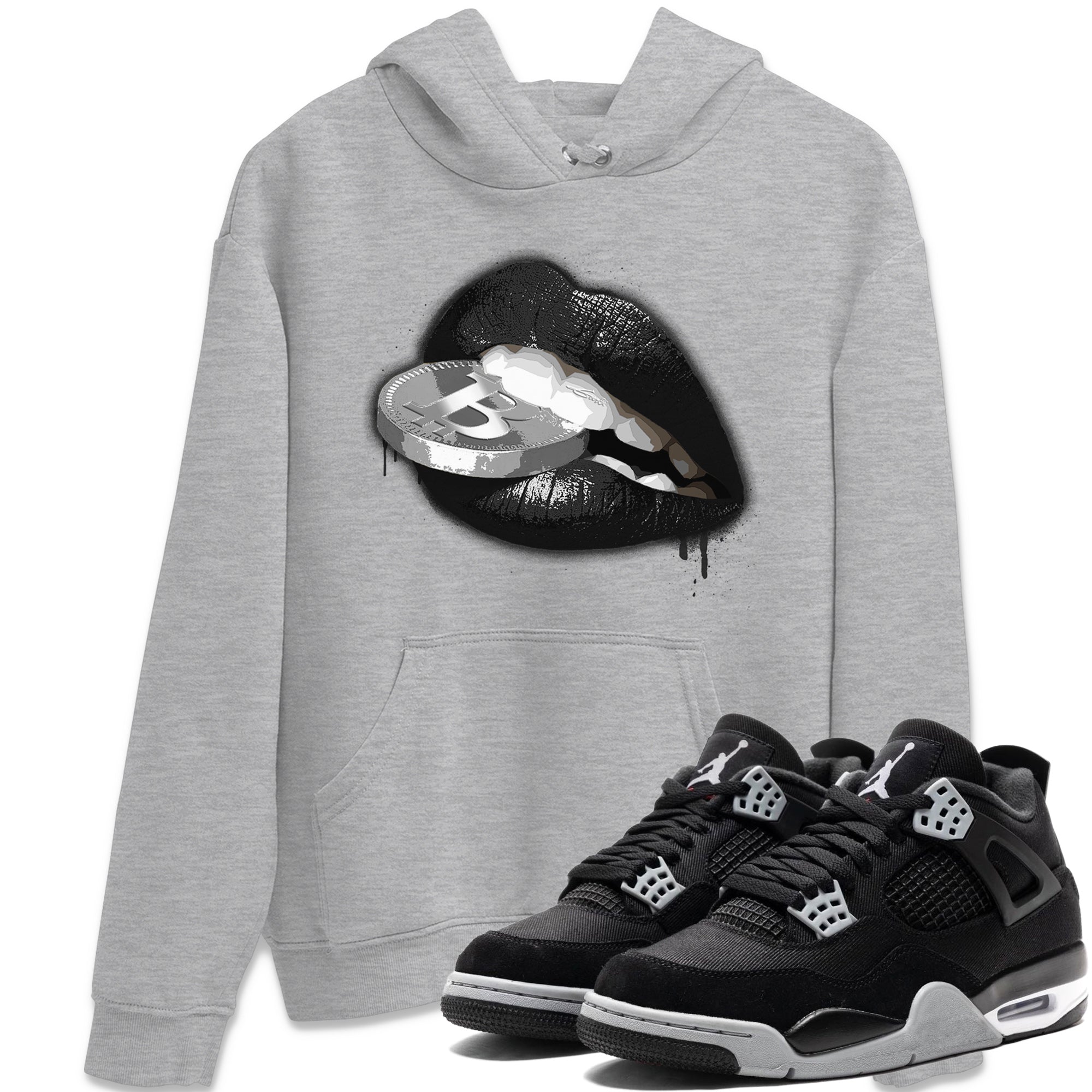 Lips Coin Unisex Tops - Air Jordan 4 Black Canvas