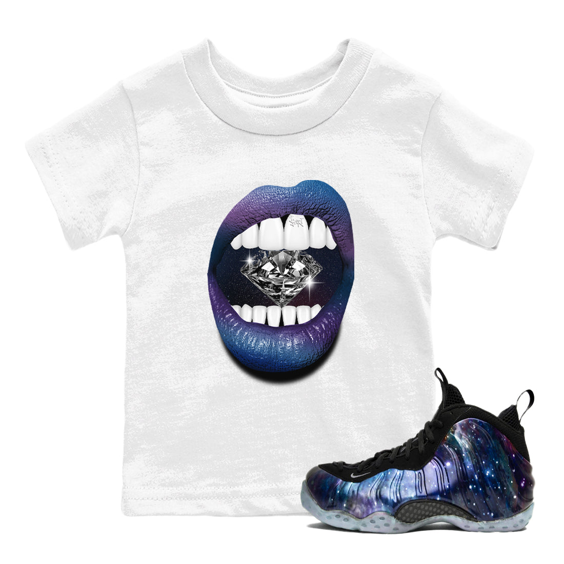 Lips Diamond snkmatch Tees Kids - Air Foamposite One Galaxy