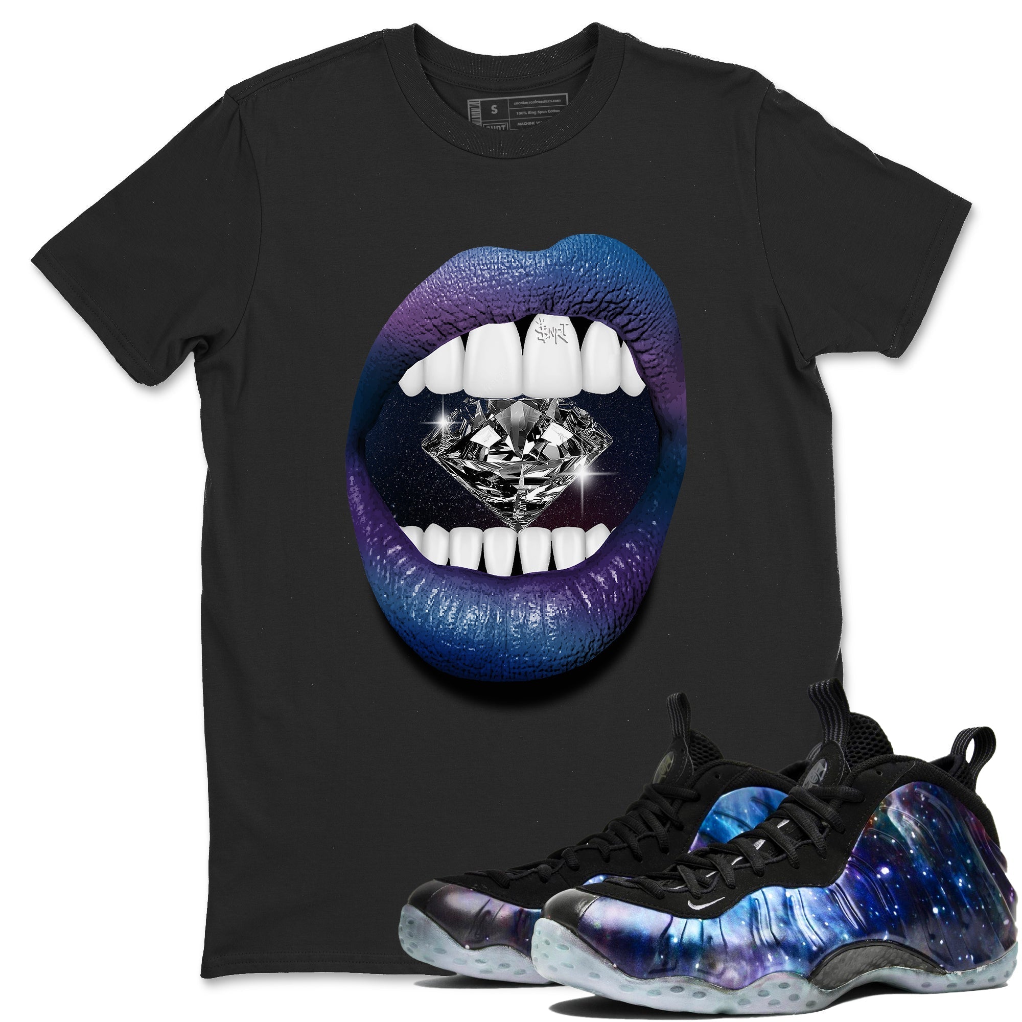 Lips Diamond snkmatch Tees - Air Foamposite One Galaxy