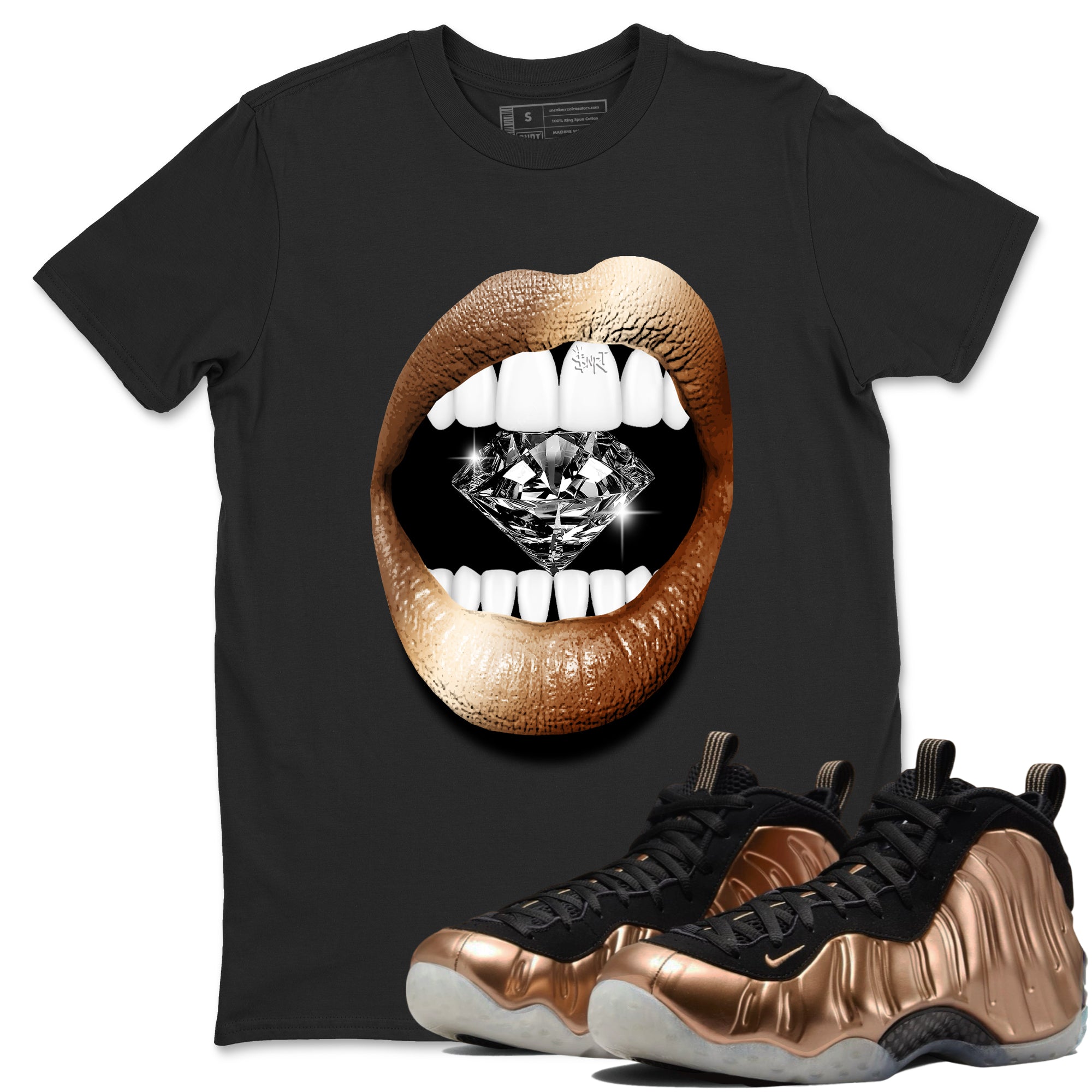 Lips Diamond snkmatch Tees - Air Foamposite One Metallic Copper