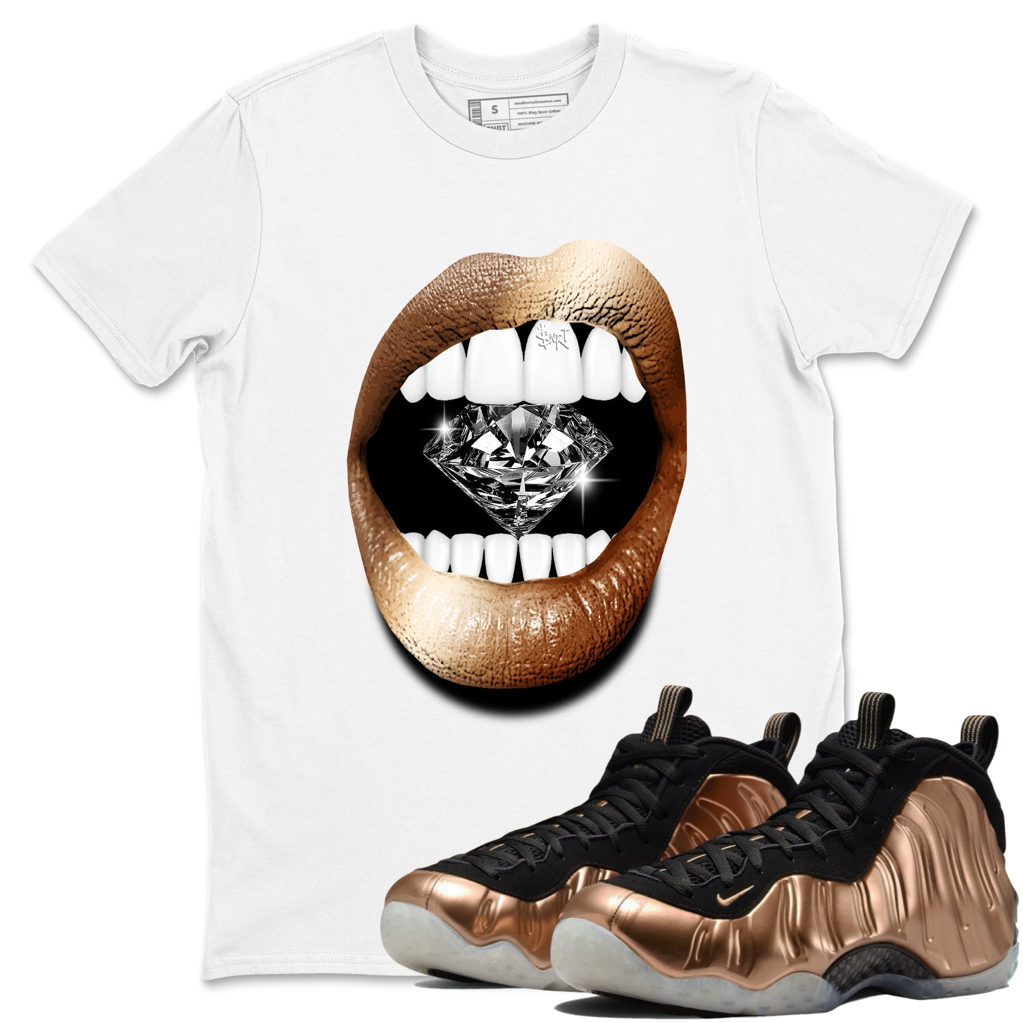 Lips Diamond snkmatch Tees - Air Foamposite One Metallic Copper