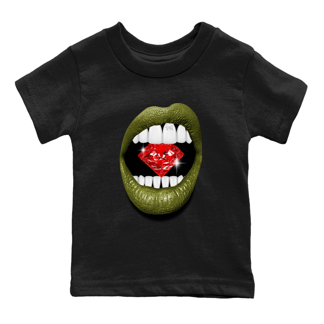 Lips Diamond snkmatch Tees Kids - Air Jordan 1 Travis Scott Medium Olive