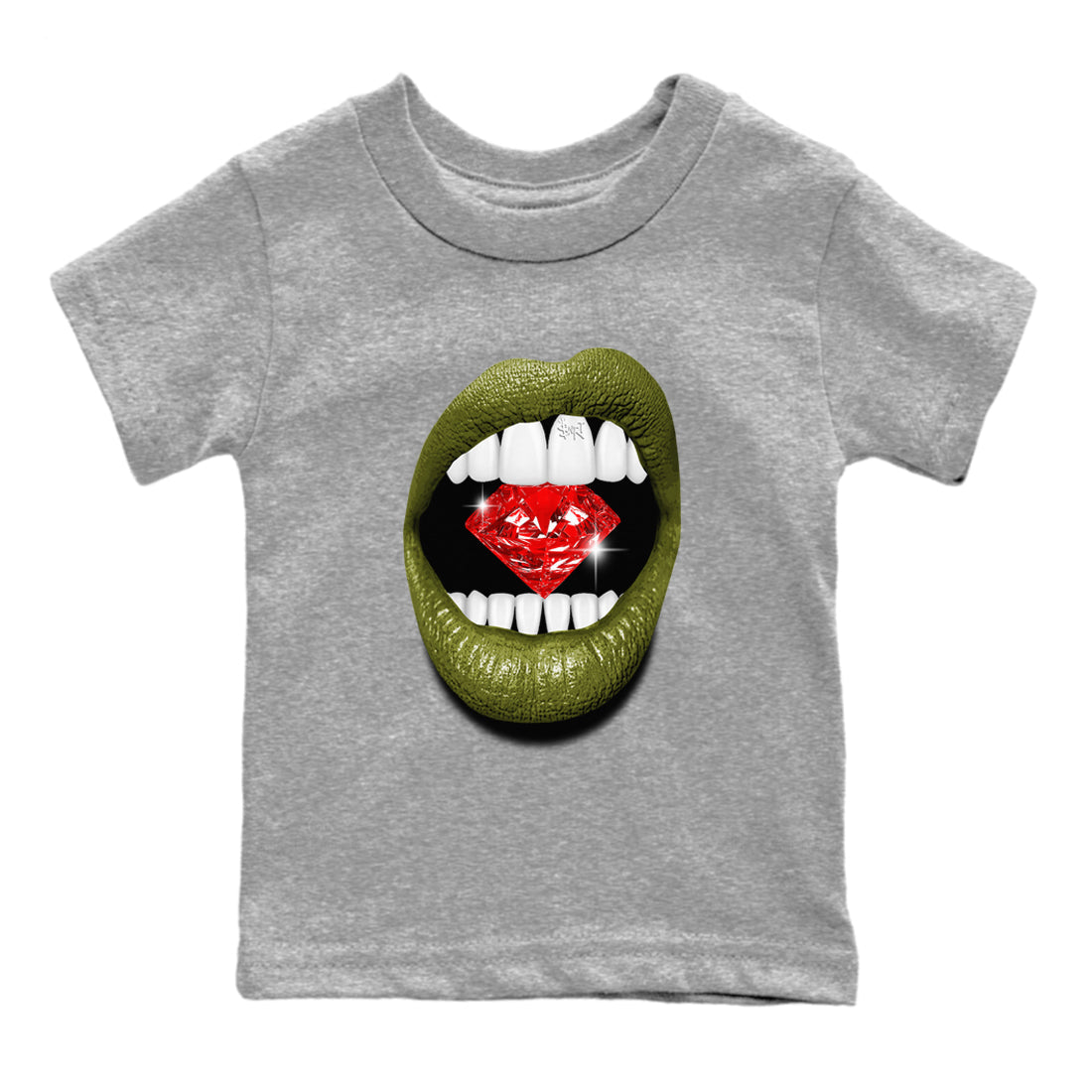 Lips Diamond snkmatch Tees Kids - Air Jordan 1 Travis Scott Medium Olive