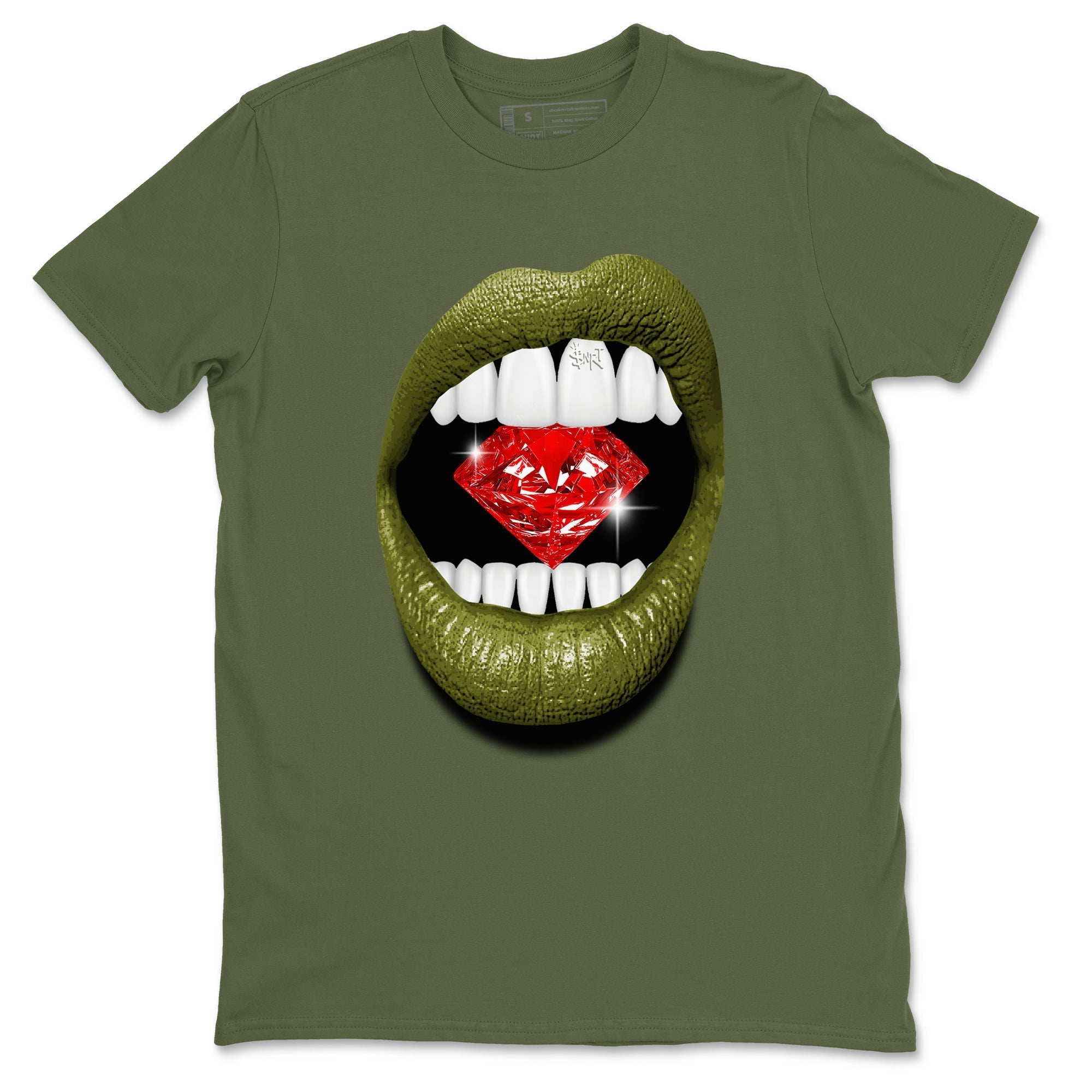 Lips Diamond snkmatch Tees - Air Jordan 1 Travis Scott Medium Olive