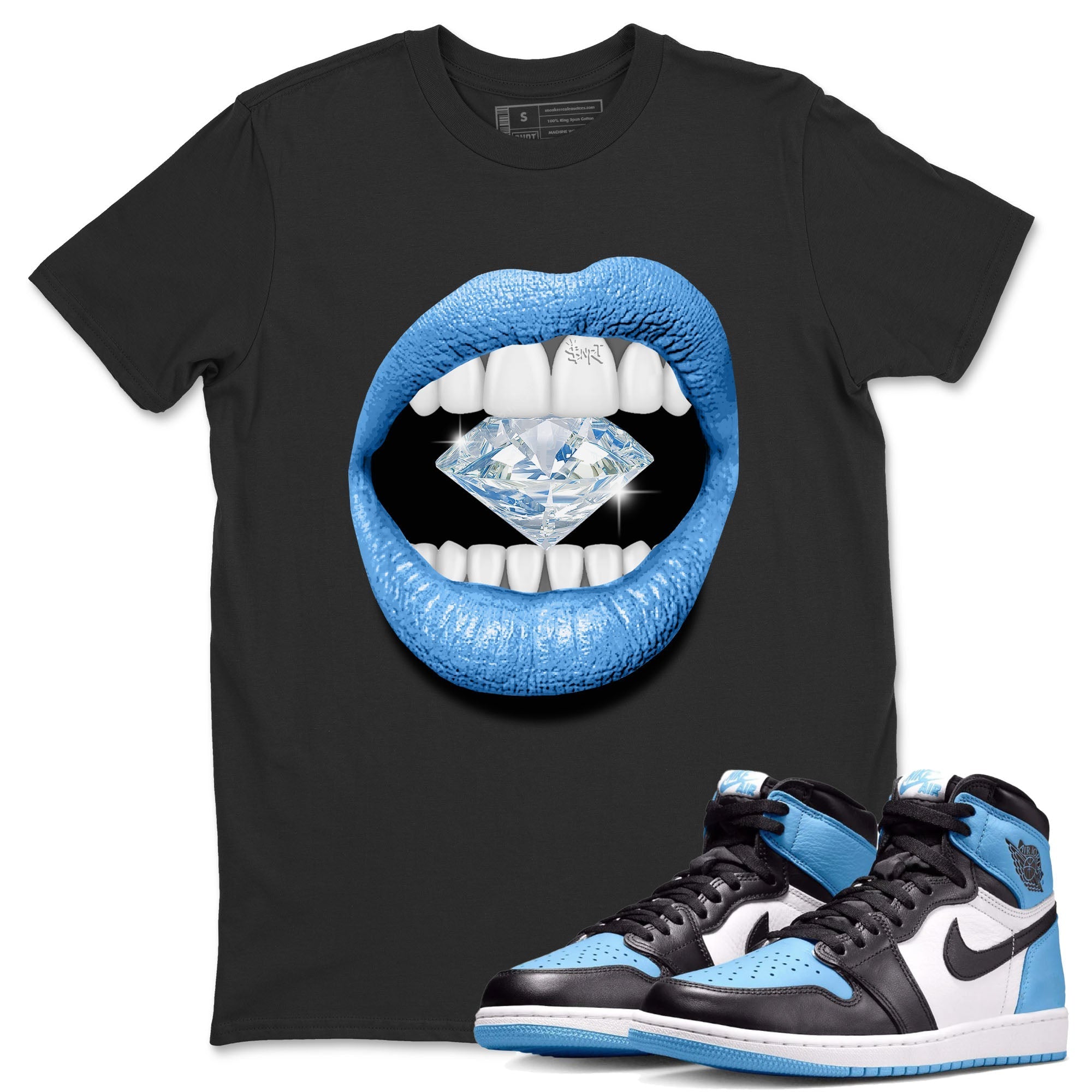 Lips Diamond Unisex Tops - Air Jordan 1 UNC Toe
