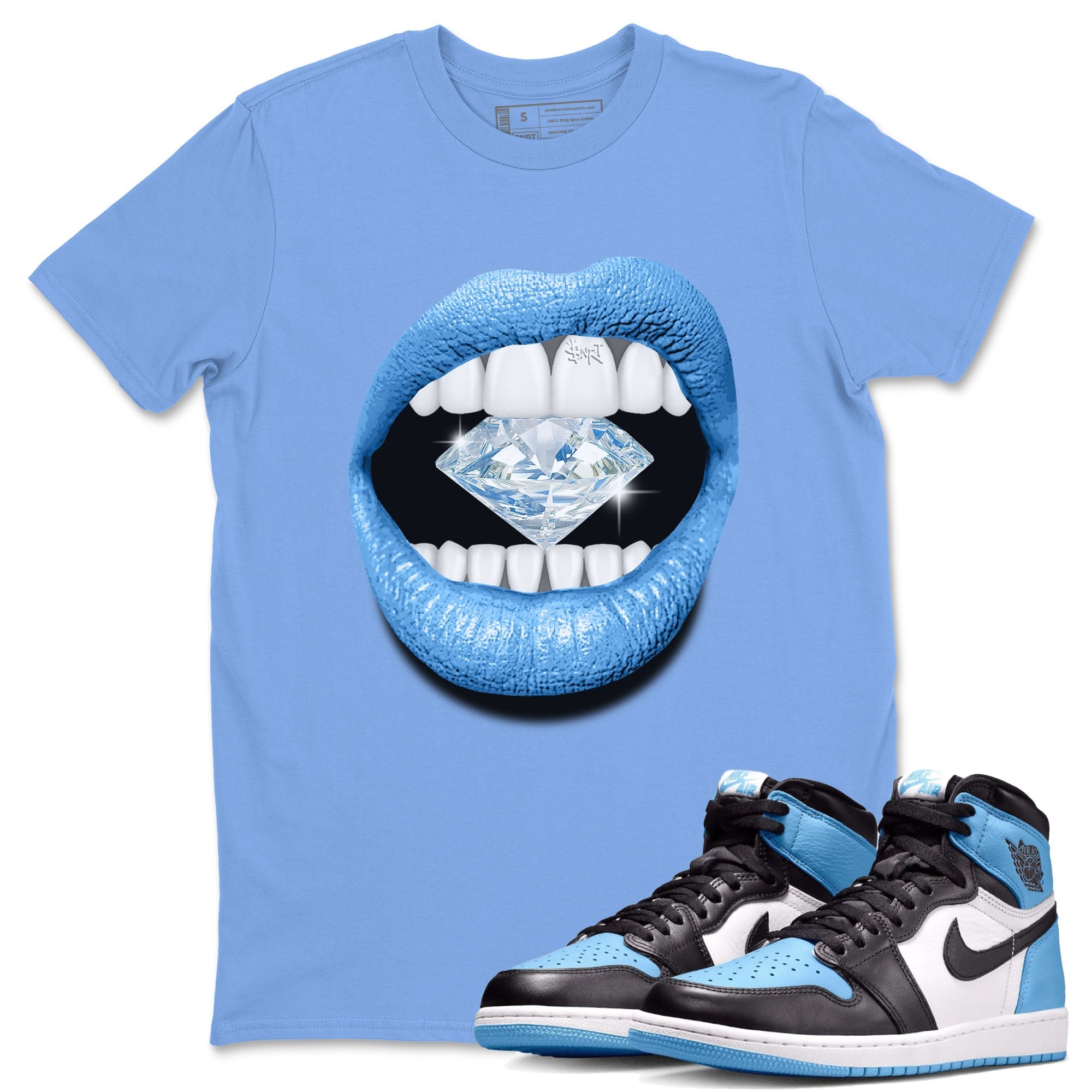 Lips Diamond Unisex Tops - Air Jordan 1 UNC Toe