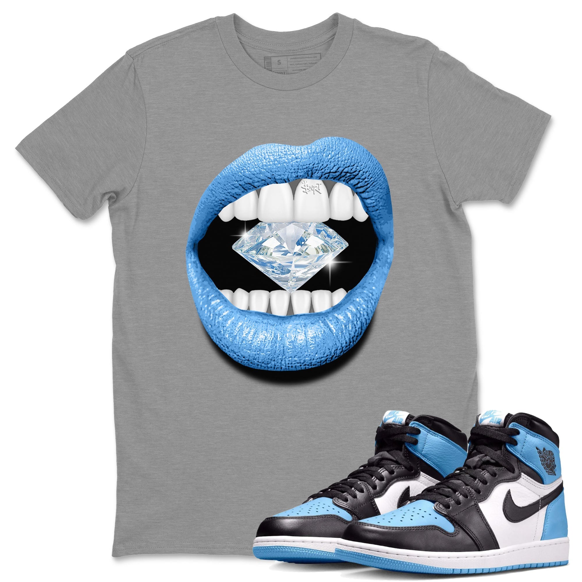 Lips Diamond Unisex Tops - Air Jordan 1 UNC Toe