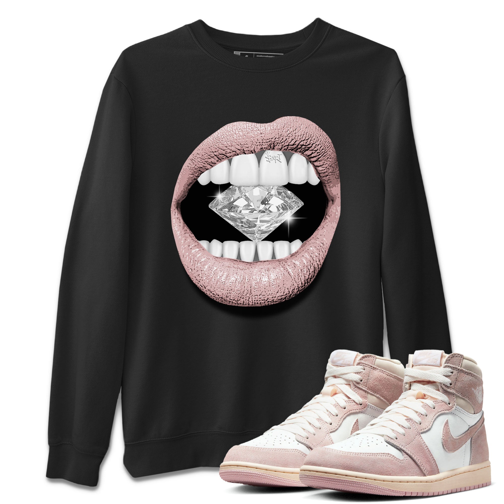Lips Diamond Unisex Tops - Air Jordan 1 Washed Pink