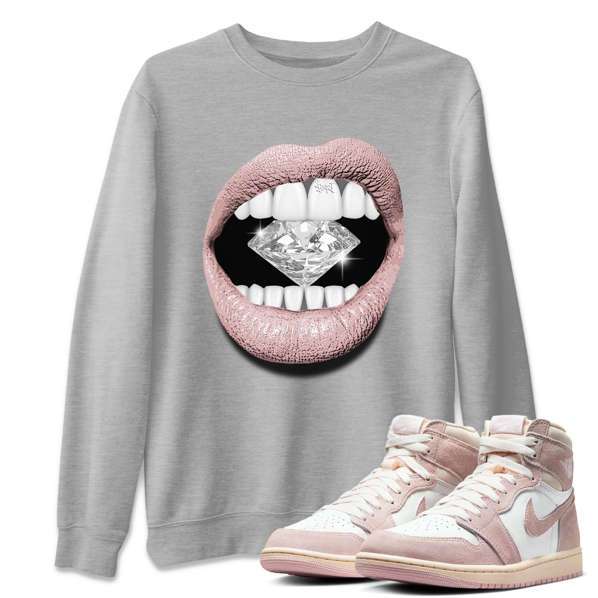 Lips Diamond Unisex Tops - Air Jordan 1 Washed Pink
