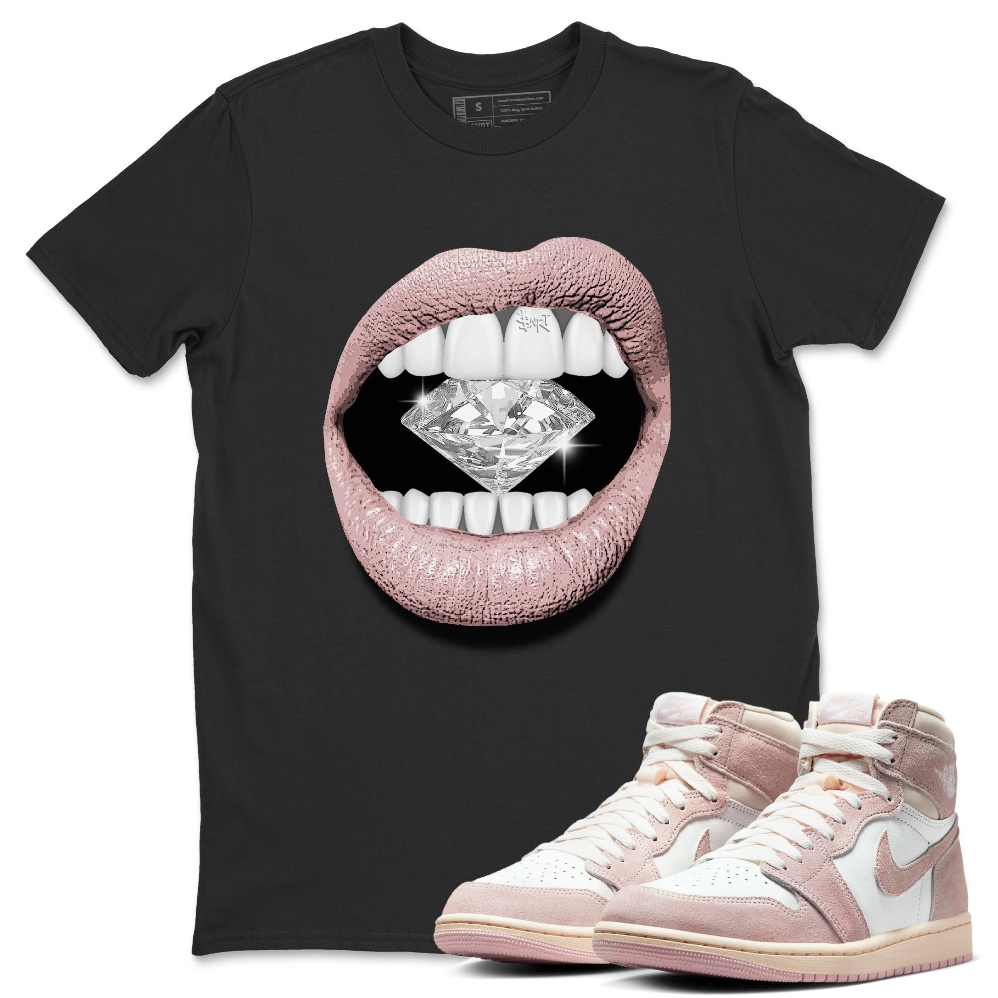 Lips Diamond Unisex Tops - Air Jordan 1 Washed Pink